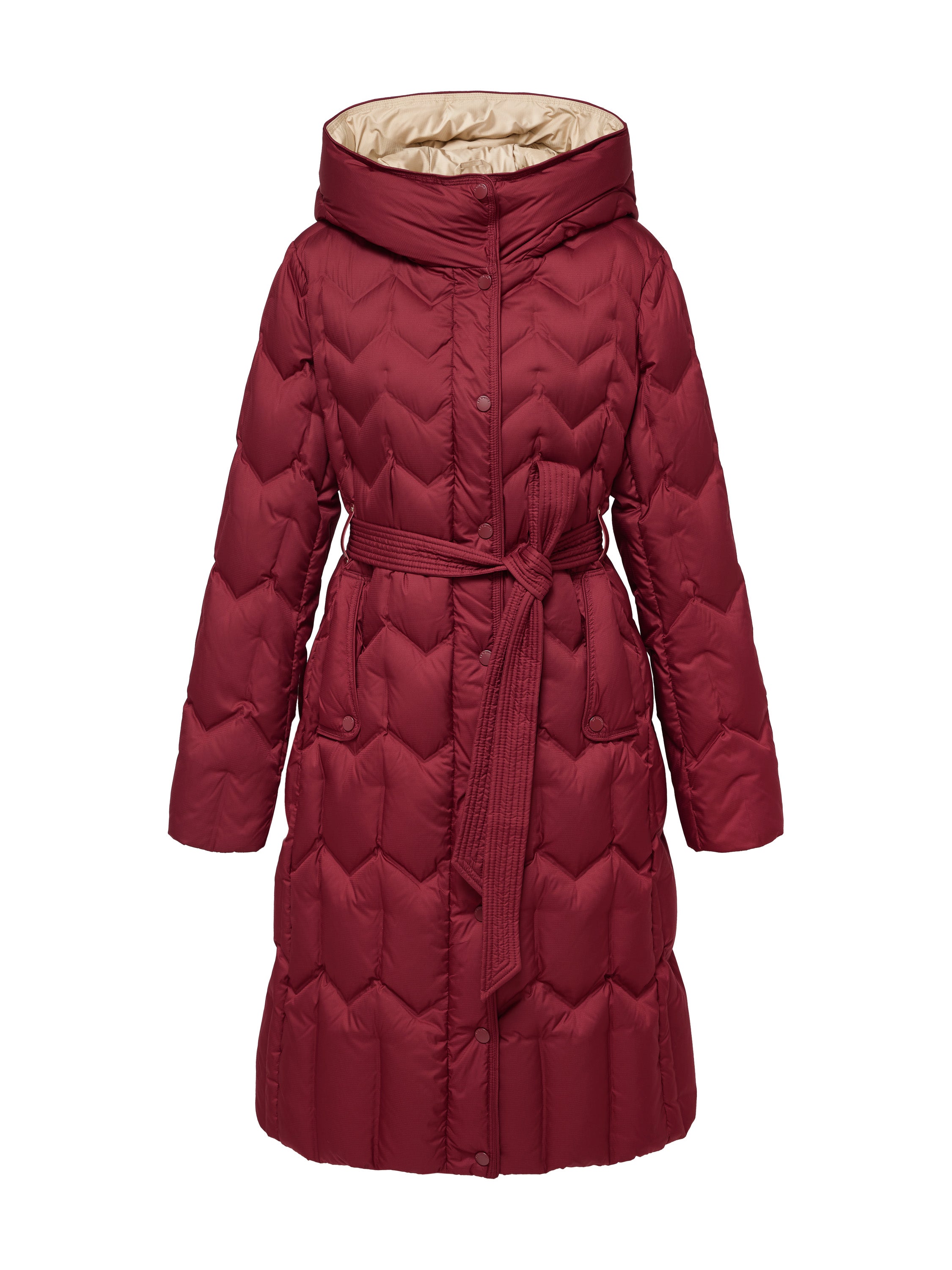 YAYING Burgundy Long Puffer Coat