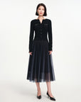 EP YAYING Mesh Pleated Dress with Fitted Tank