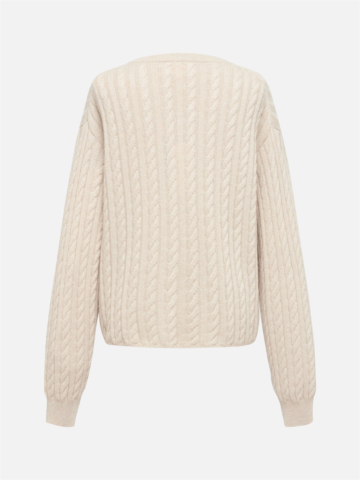 EP YAYING V-Neck Cable Knit Cashmere Sweater