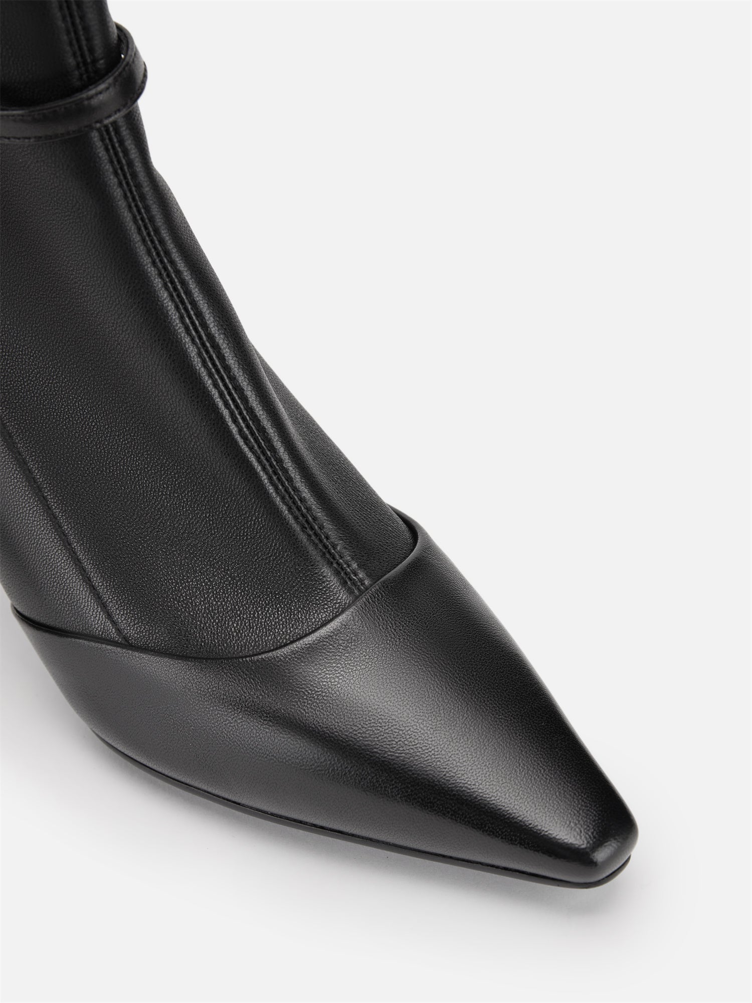EP YAYING Stretch Lambskin Spliced Pointed Toe High-Heeled Ankle Boots