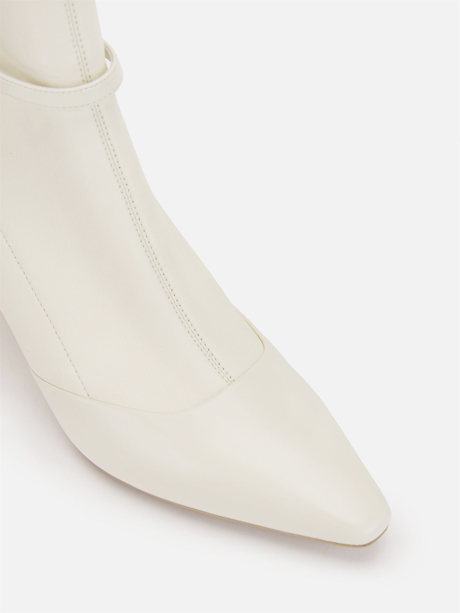 EP YAYING Stretch Lambskin Spliced Pointed Toe High-Heeled Ankle Boots