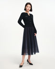 EP YAYING Mesh Pleated Dress with Fitted Tank
