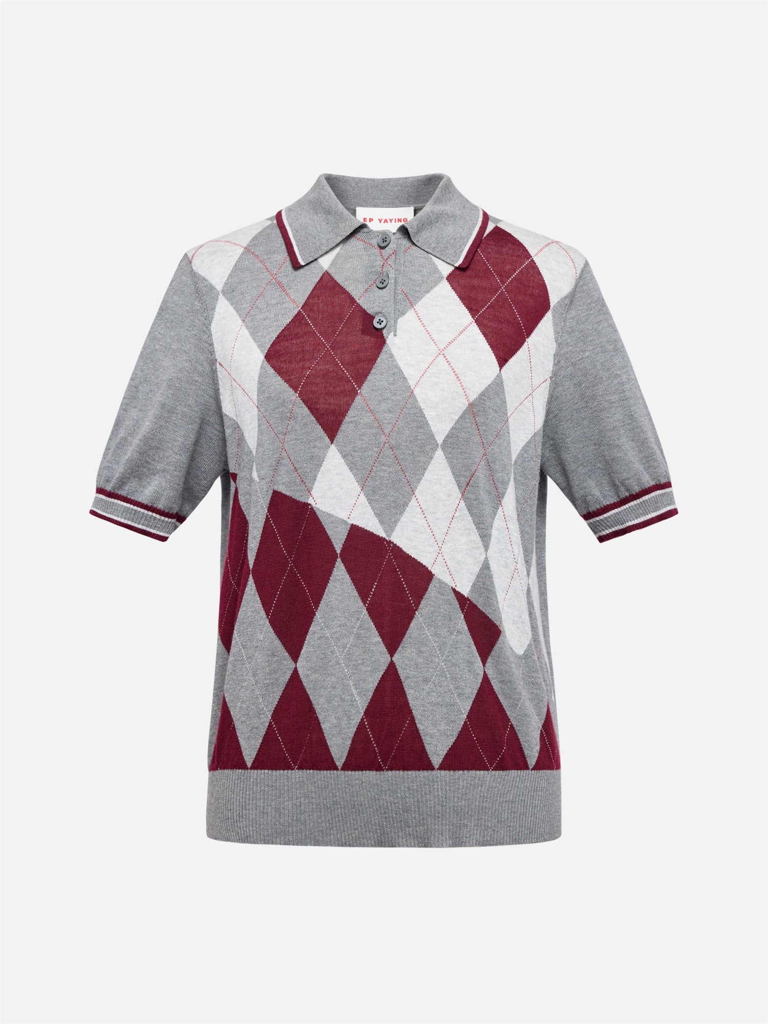 EP YAYING Plaid Polo Collar Knit Sweater EGKAC9585AC