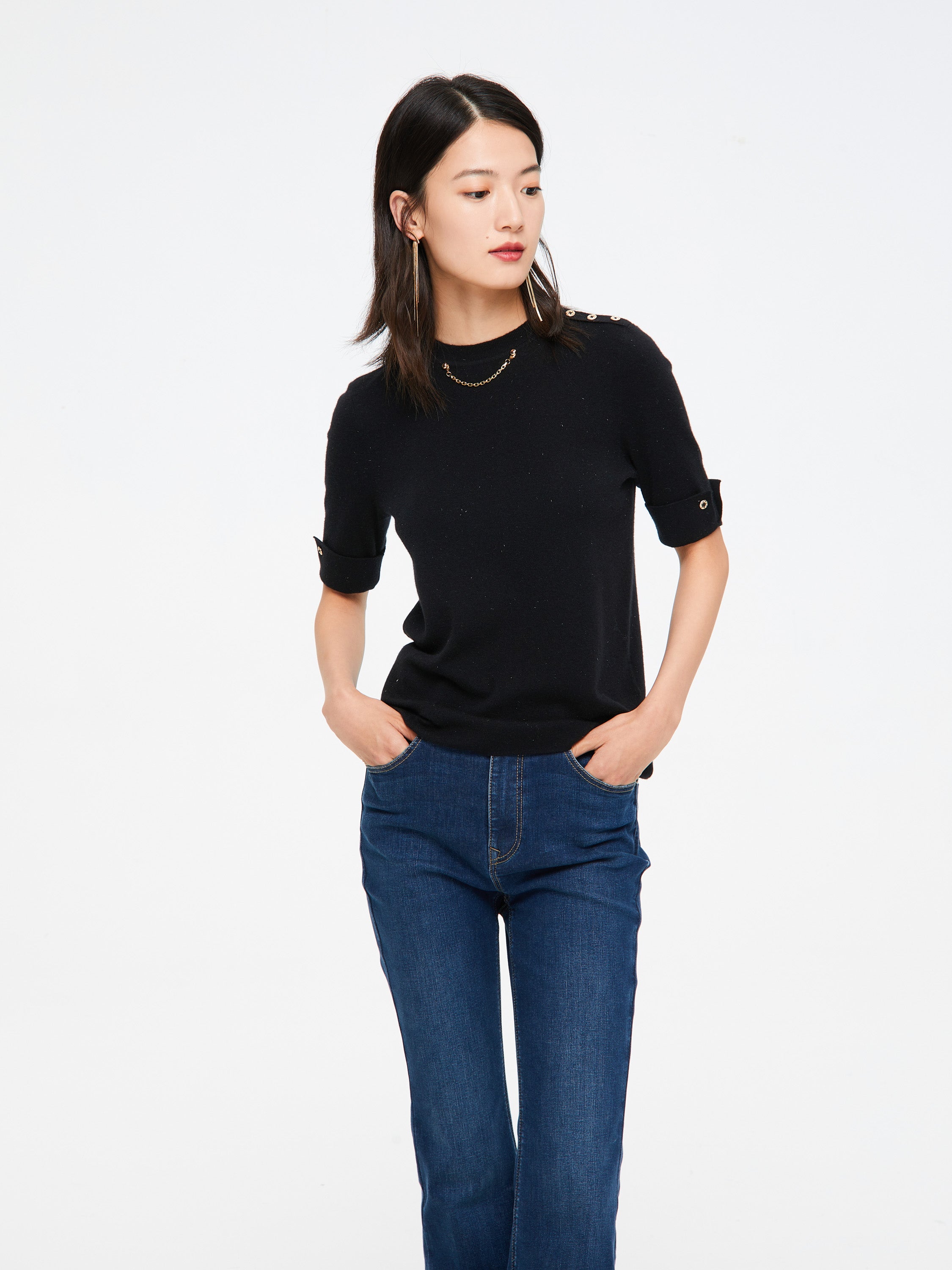 EP YAYING Necklace Knit Top