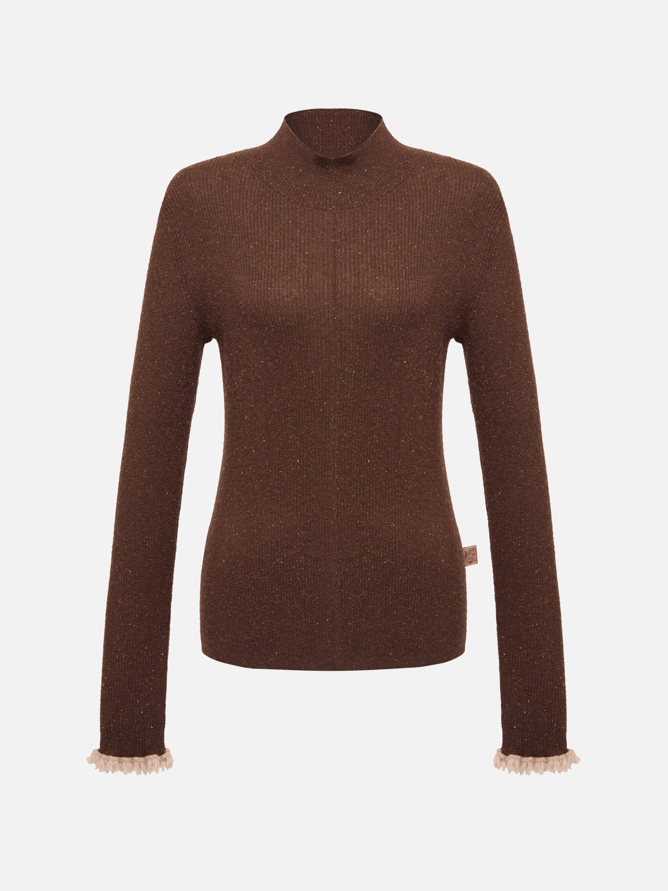 EP YAYING Brown Long Sleeve Knit Top