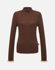 EP YAYING Brown Long Sleeve Knit Top