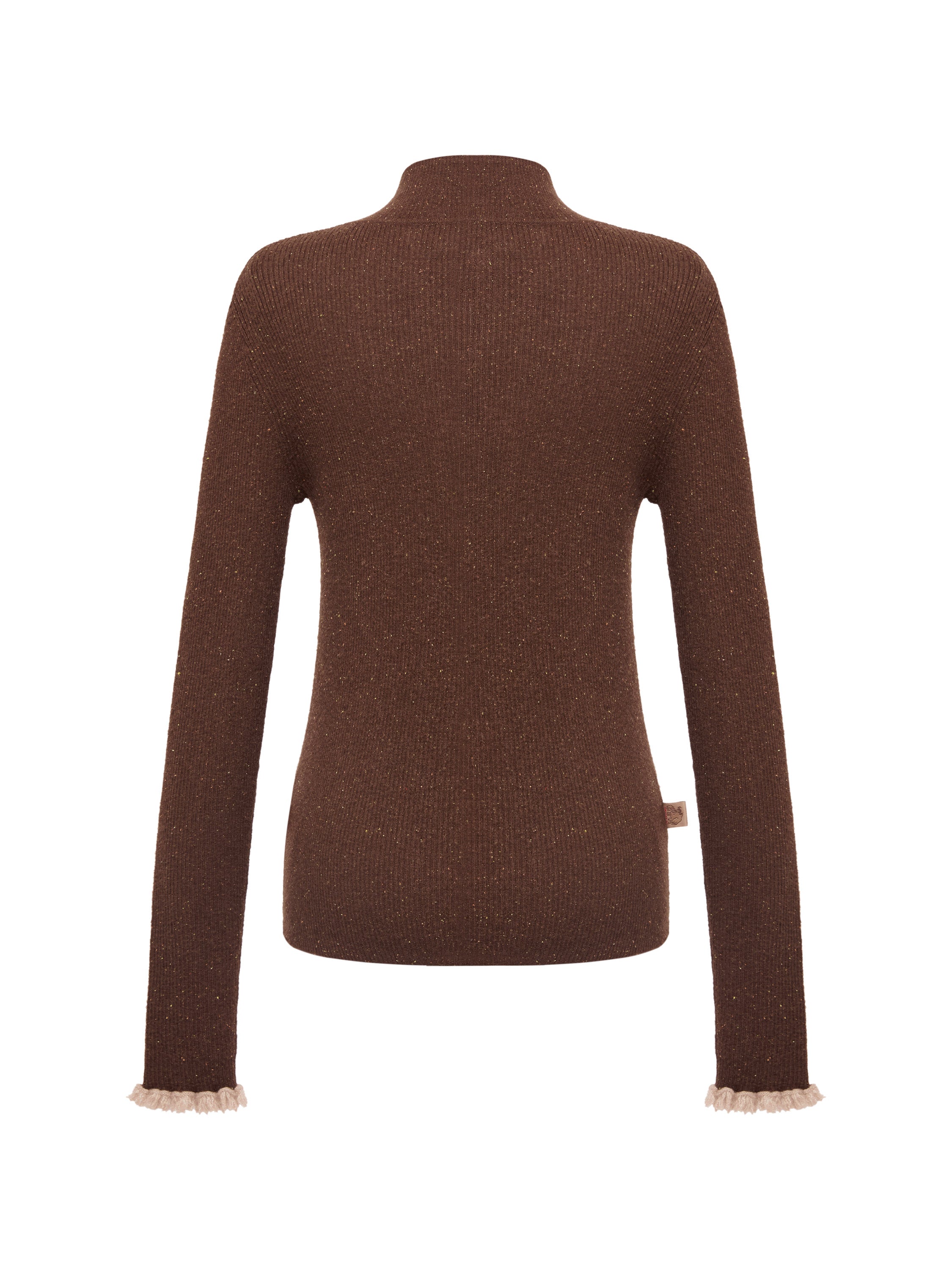 EP YAYING Brown Long Sleeve Knit Top