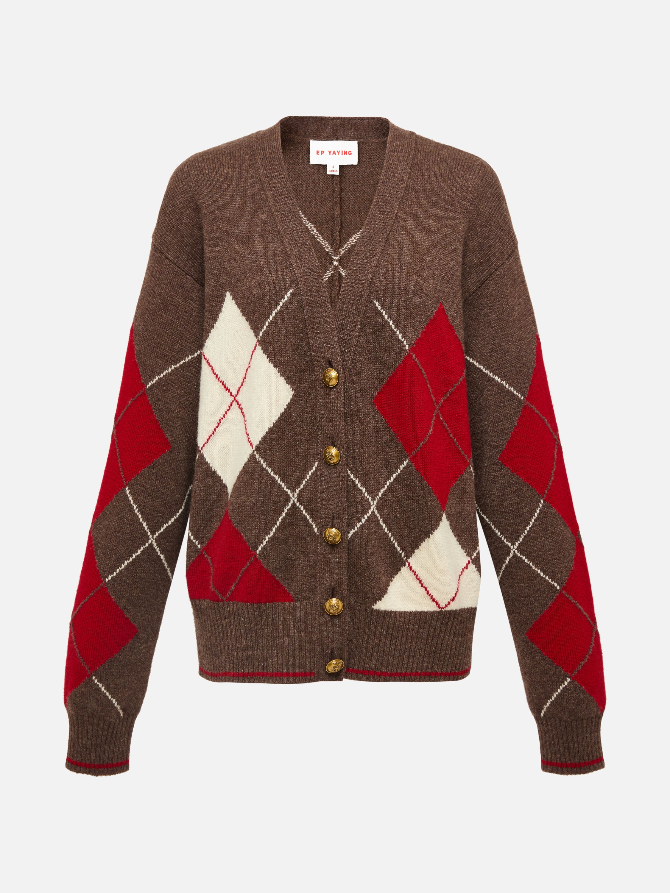 EP YAYING Multicolor Pattern Knit Cardigan