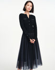 EP YAYING Mesh Pleated Dress with Fitted Tank
