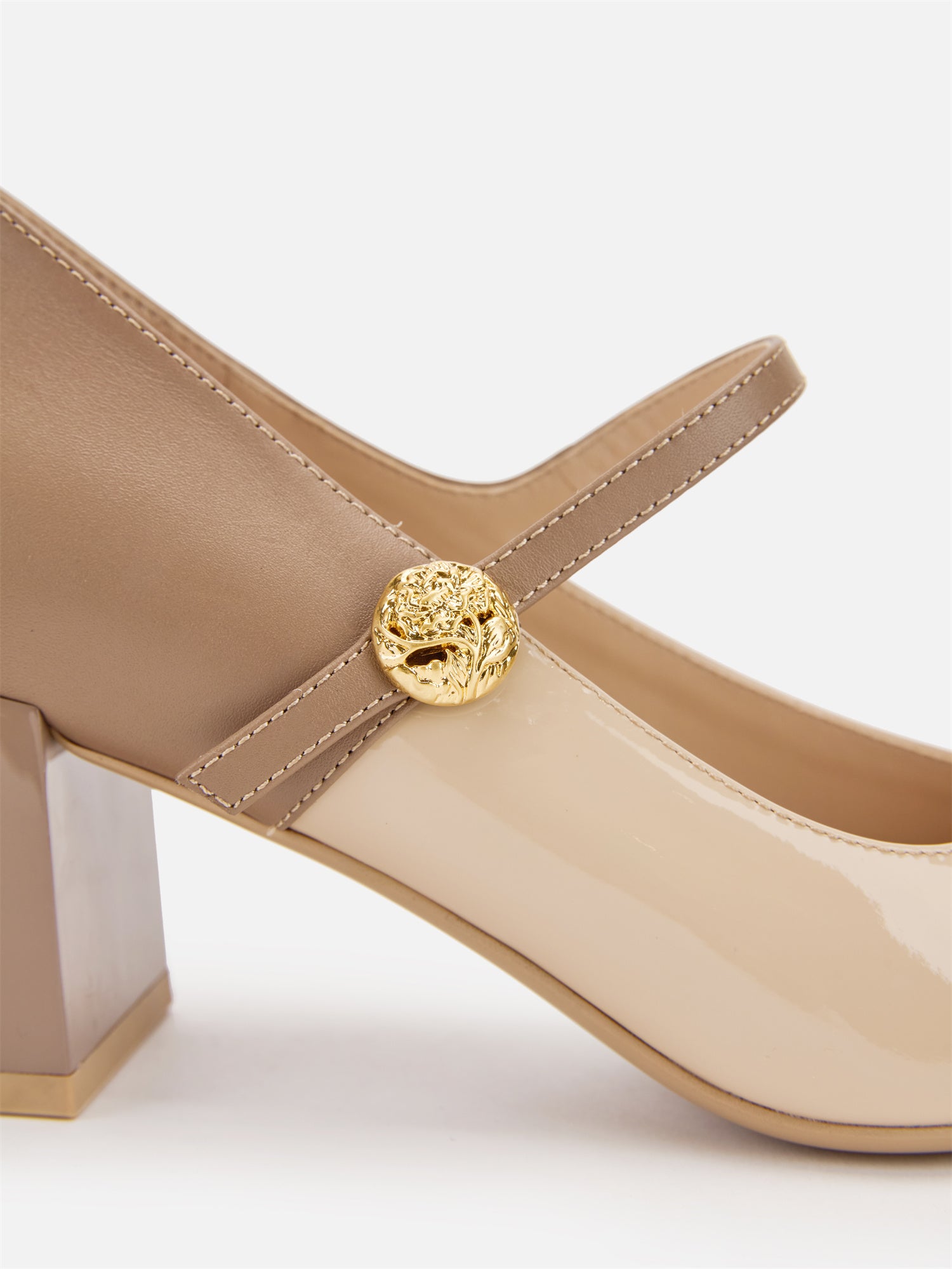 EP YAYING Color-Blocked Chunky Heel Mary Janes