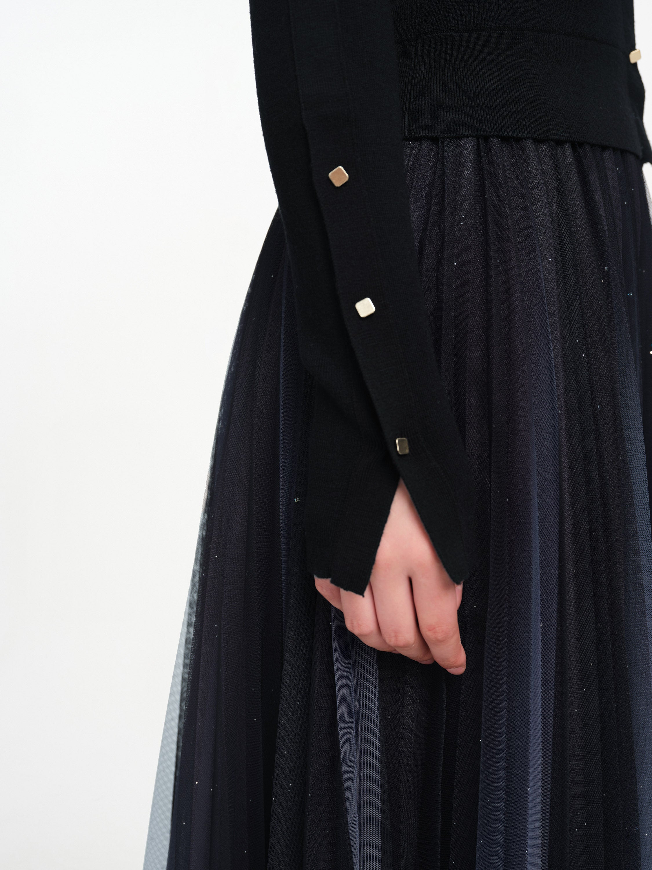 EP YAYING Mesh Pleated Dress with Fitted Tank