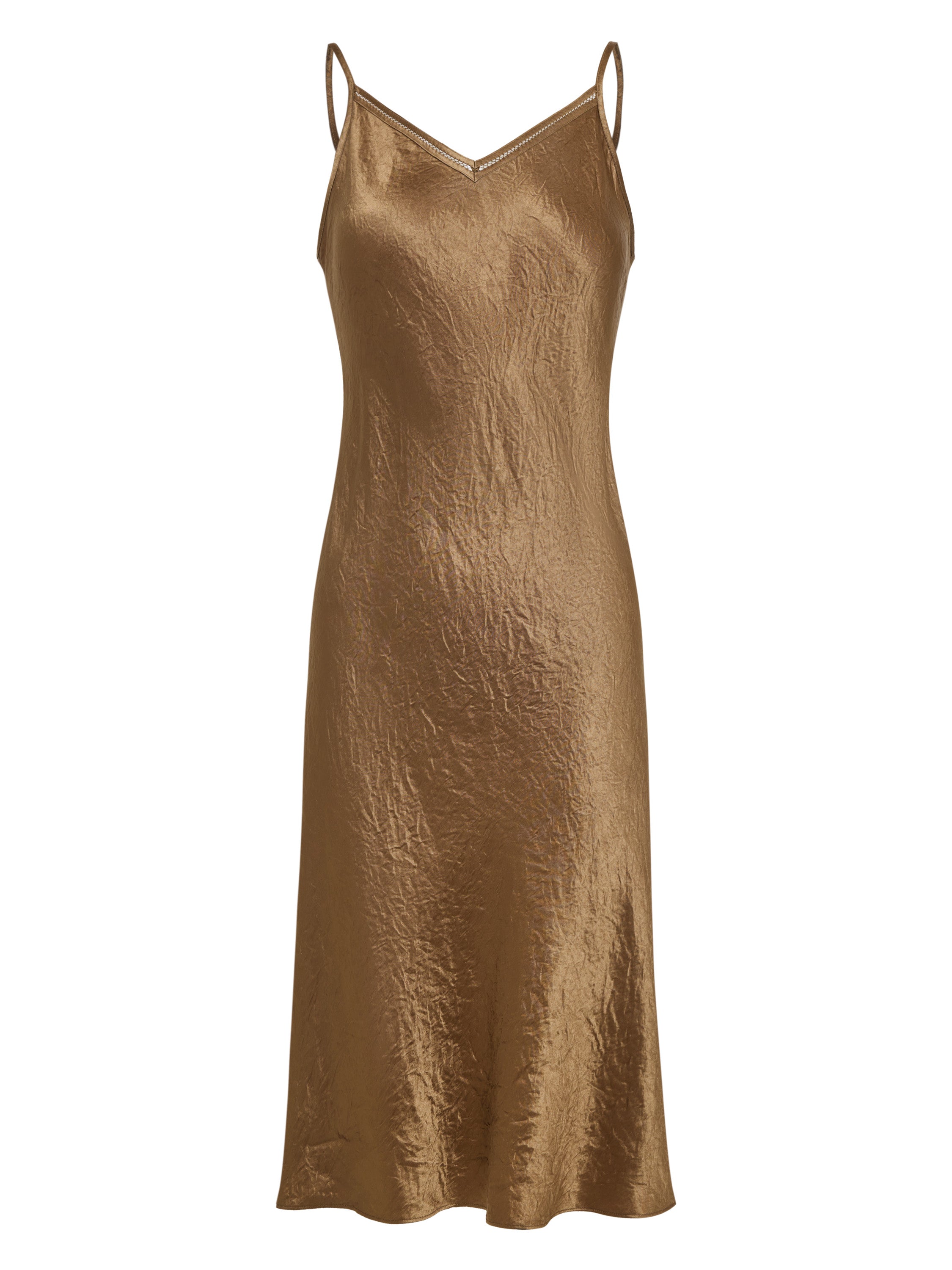 Pleated V-Neck Midi Dress with Laser Cut and Beaded Embroidery