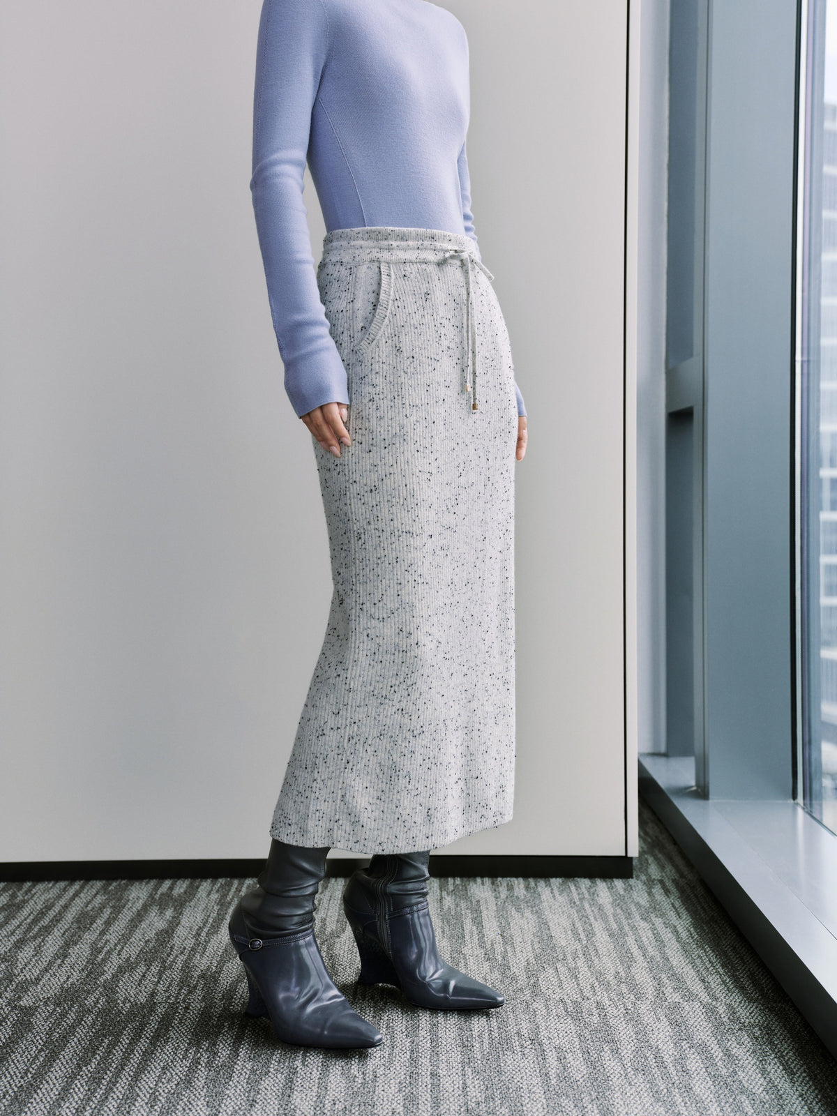 EP YAYING Cashmere Skirt Straight-Leg