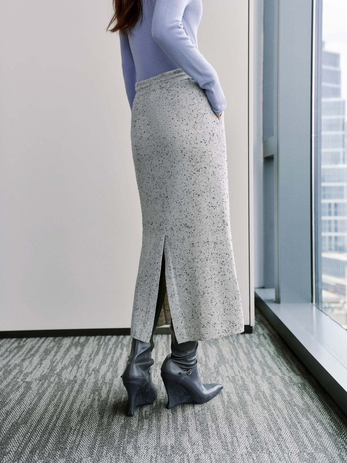 EP YAYING Cashmere Skirt Straight-Leg