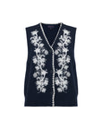 EP YAYING V-Neck Embroidered Cashmere Knit Vest
