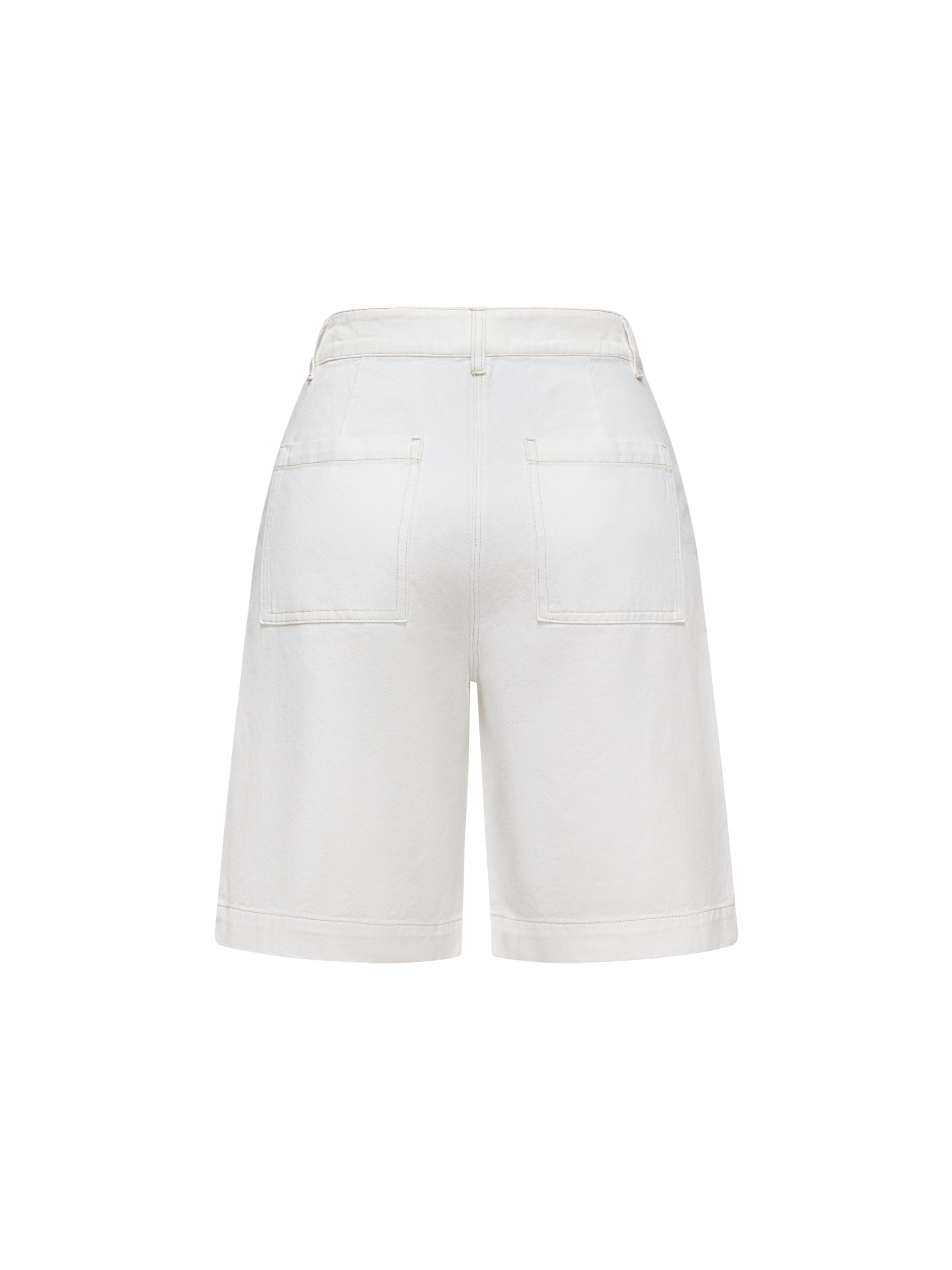 EP YAYING Tencel Linen High-Waist Wide-Leg Denim Shorts