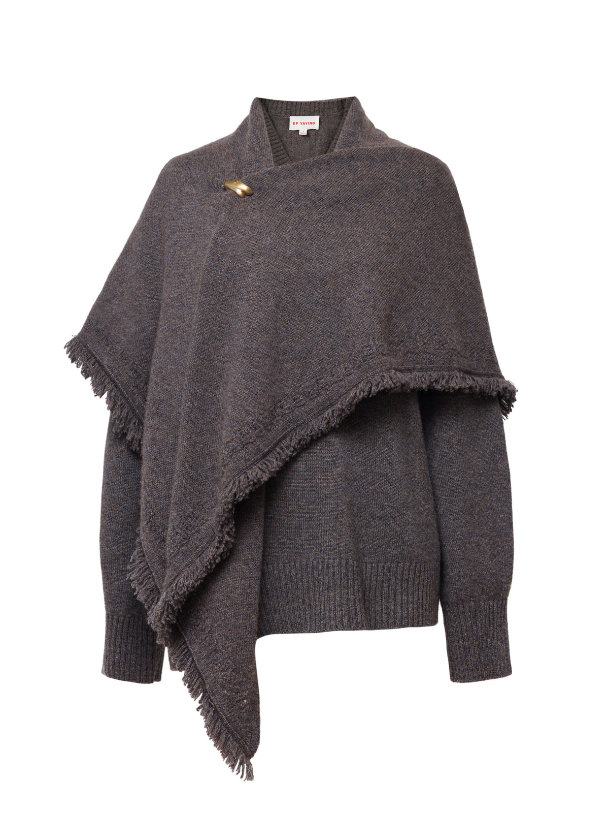 EP YAYING 100% Cashmere Shawl-Collar Cardigan Two-Piece Set