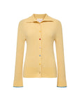 EP YAYING Colorful Button Ribbed Stand-Collar Cardigan