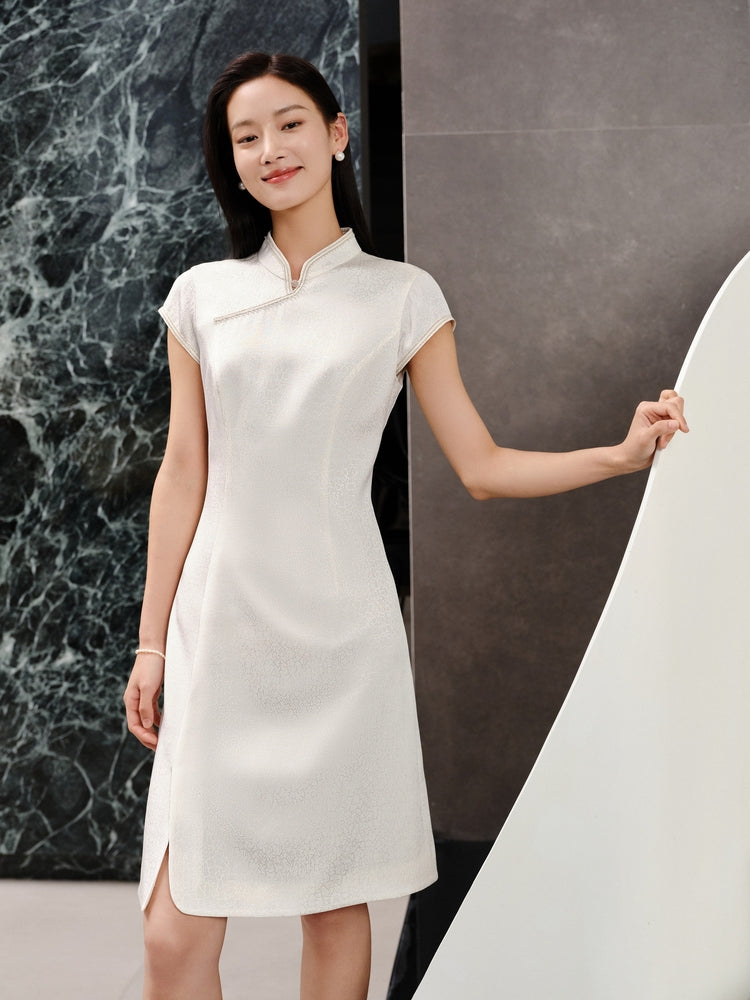 YAYING Modern Chinese-Style Dress / Size 4 / White
