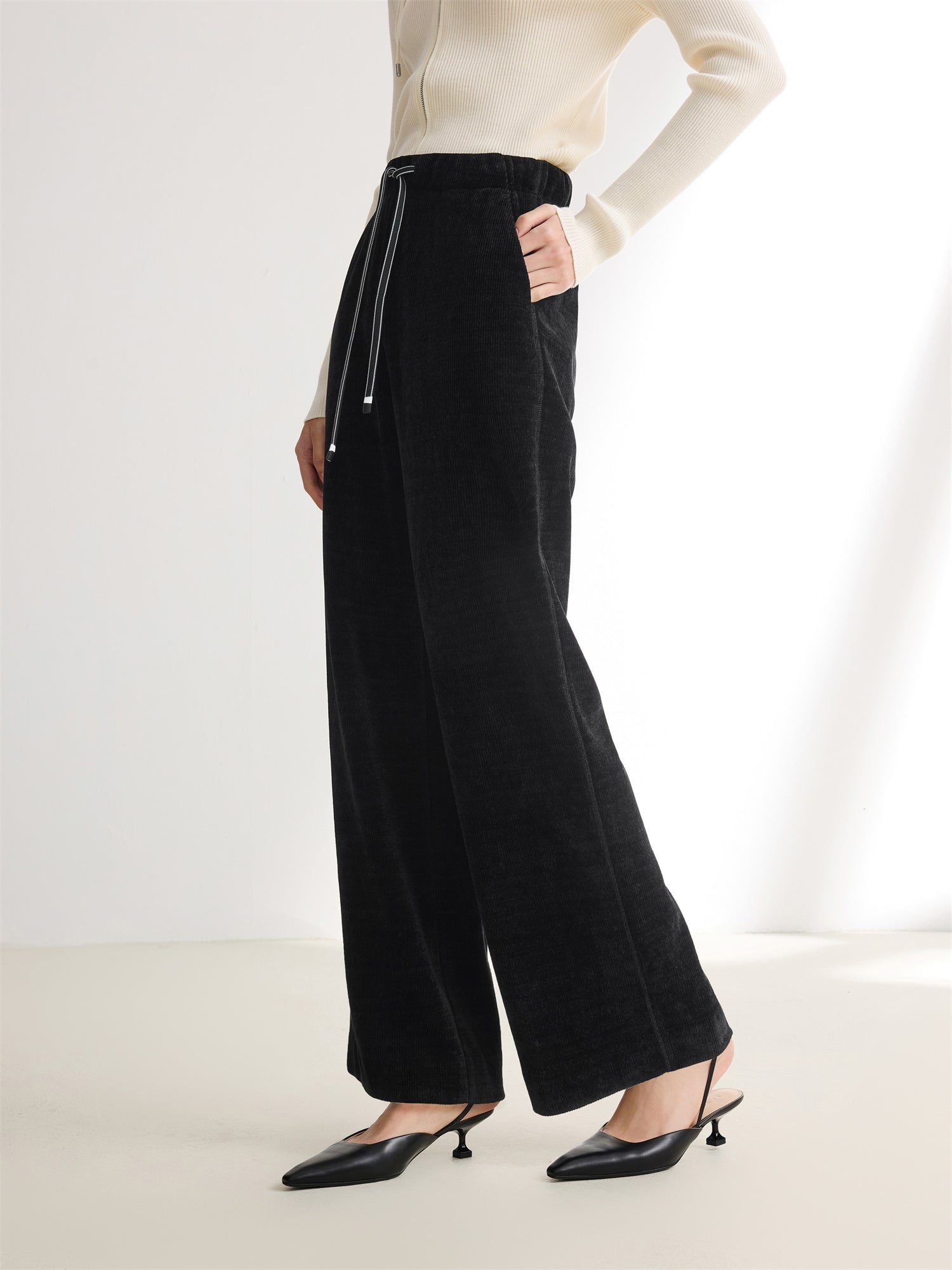 EP YAYING Chenille Straight-Leg Pants