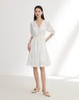 EP YAYING Bubble Sleeve Silk Cotton Dress