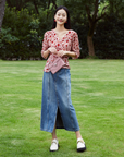 EP YAYING Split Cotton Midi Skirt EGIADJ301A