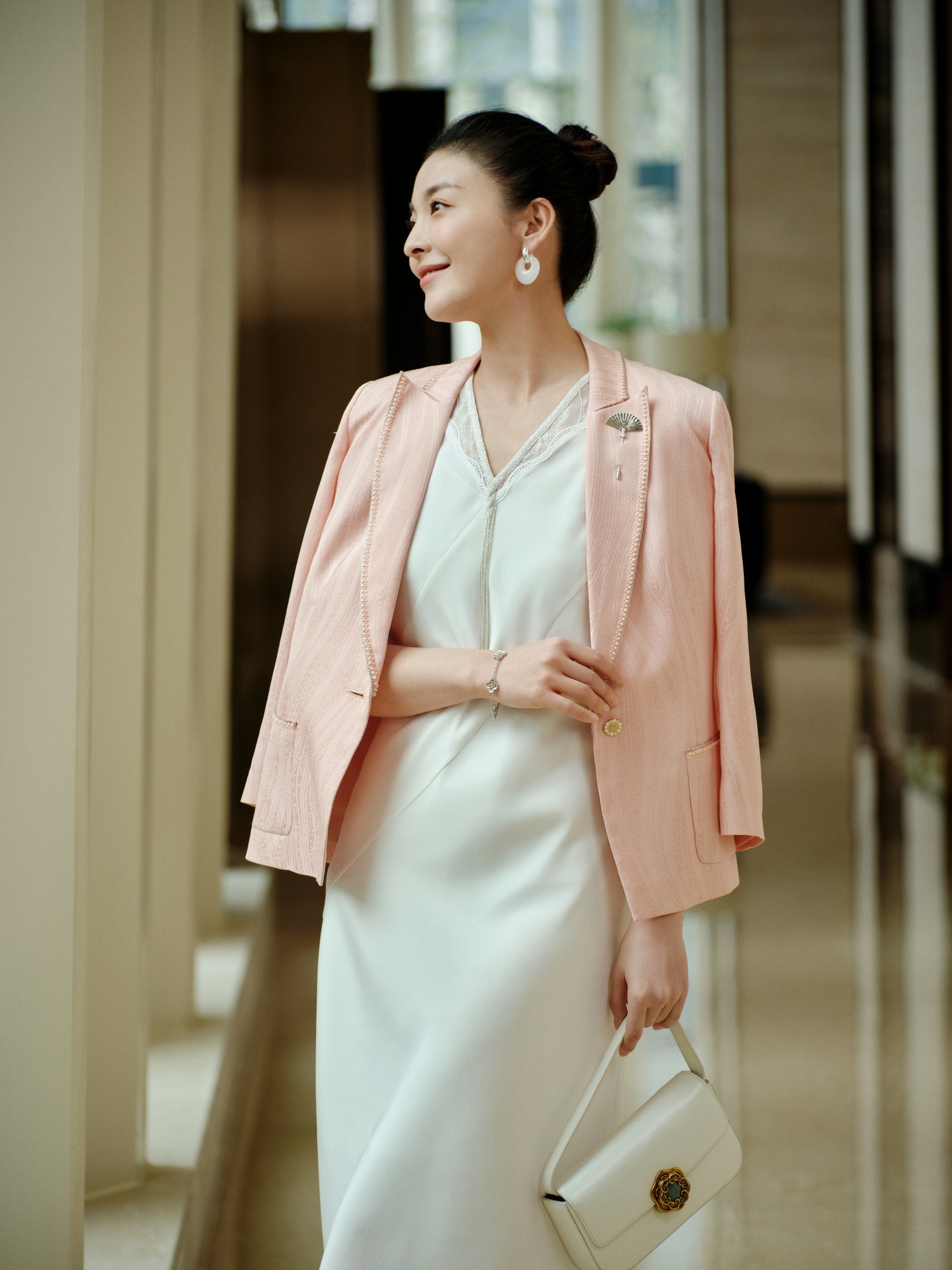YAYING Silk Floral Jacquard Suit Jacket