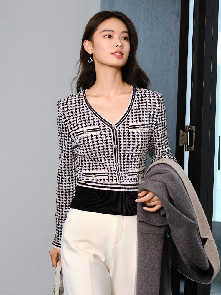 EP YAYING Printed Pleated Slim Shirt