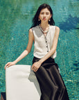 EP YAYING Short Hollow Knitted Vest