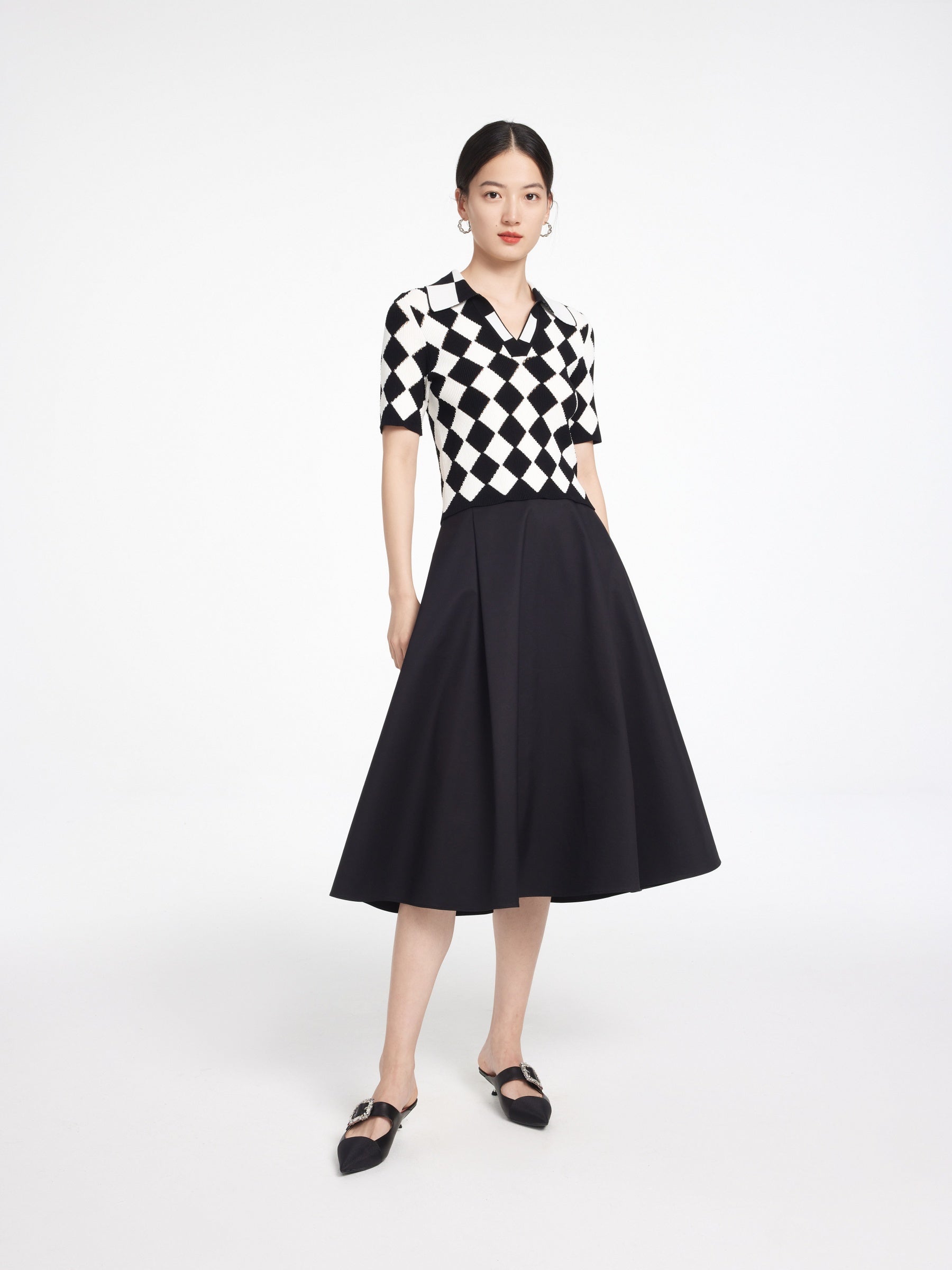 EP YAYING Rhombic Pattern Knit Sweater