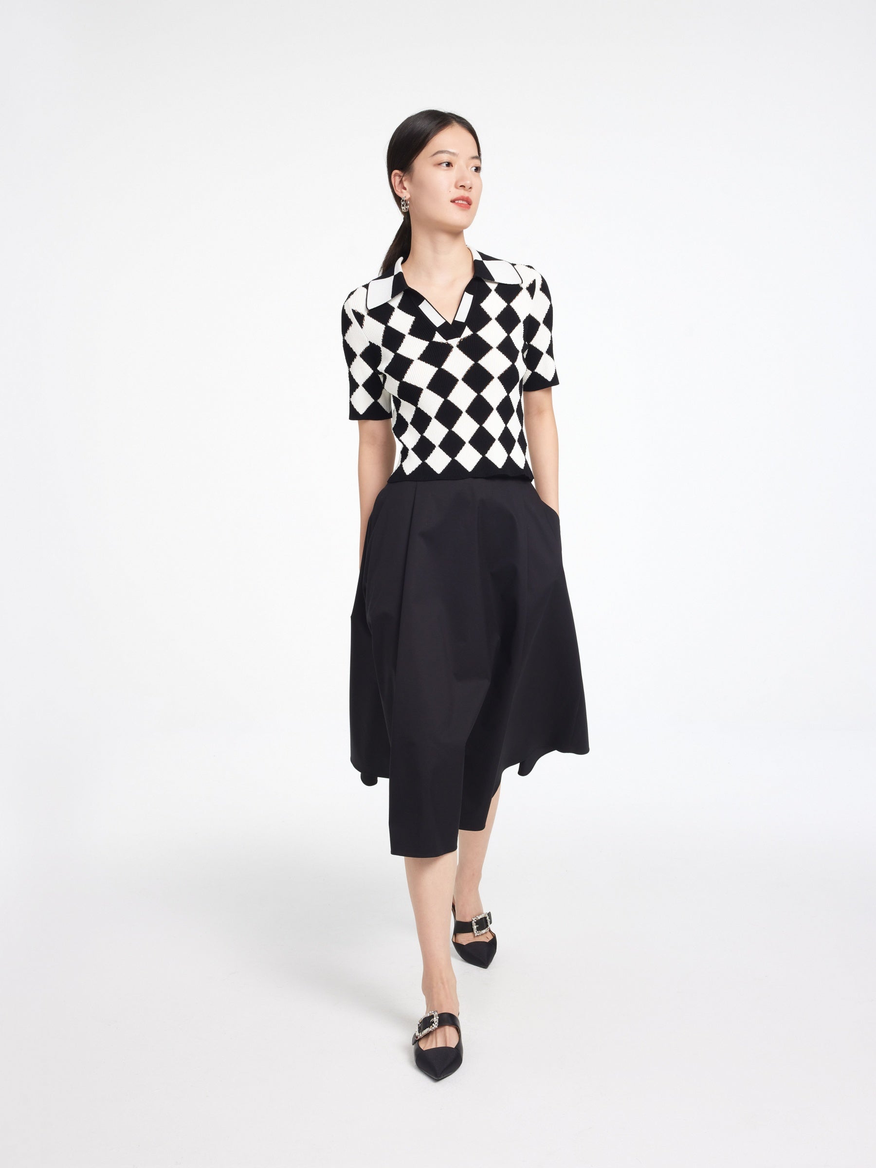 EP YAYING Rhombic Pattern Knit Sweater