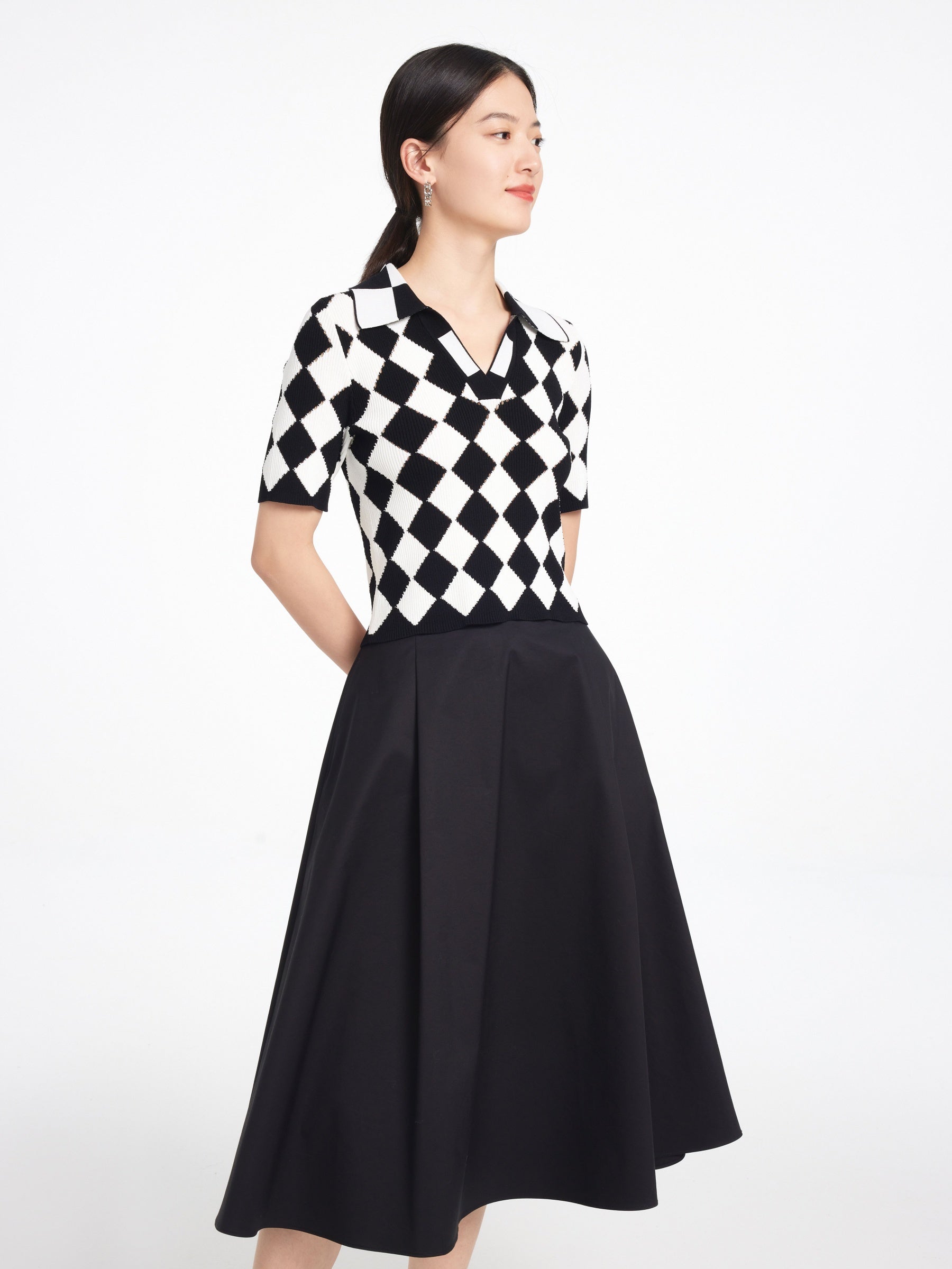 EP YAYING Rhombic Pattern Knit Sweater
