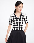 EP YAYING Rhombic Pattern Knit Sweater