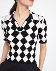 EP YAYING Rhombic Pattern Knit Sweater