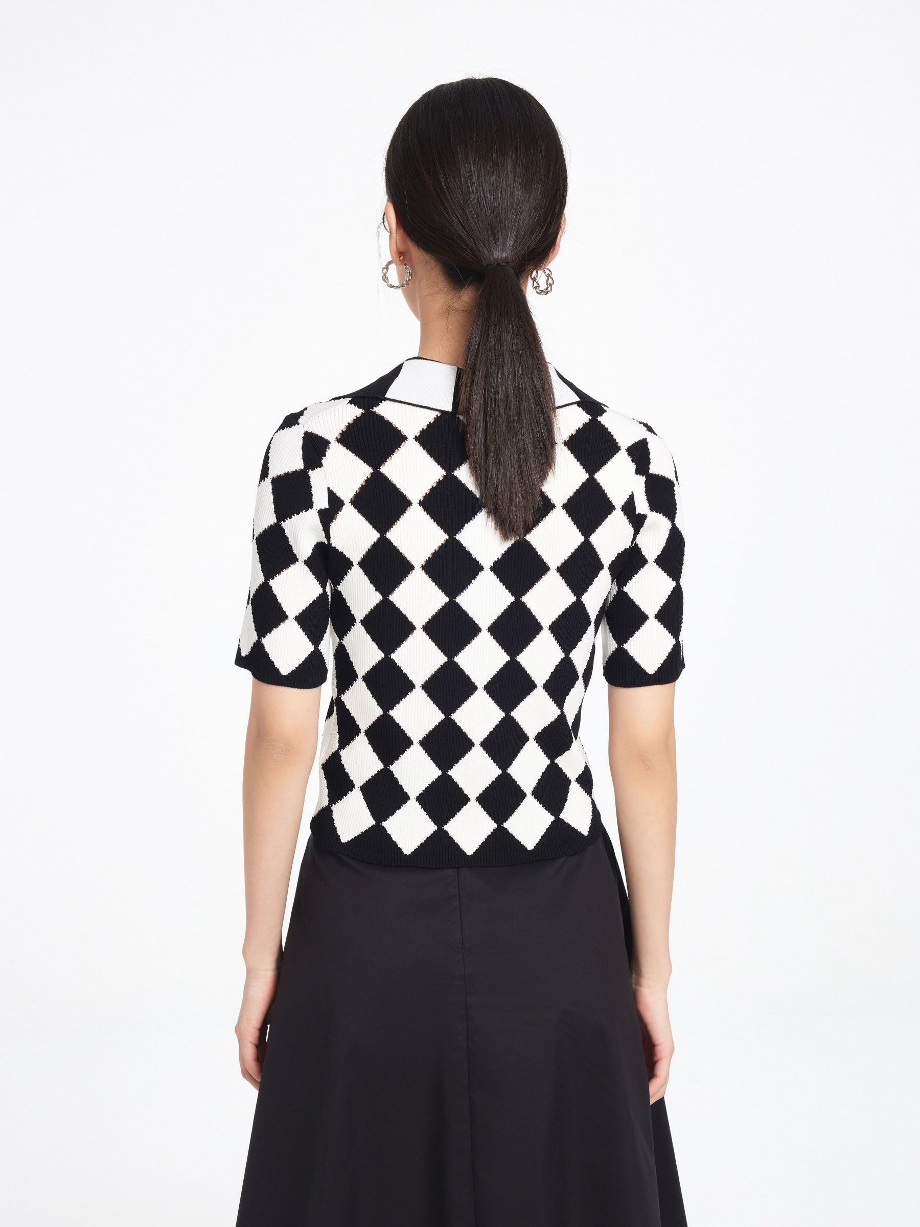 EP YAYING Rhombic Pattern Knit Sweater