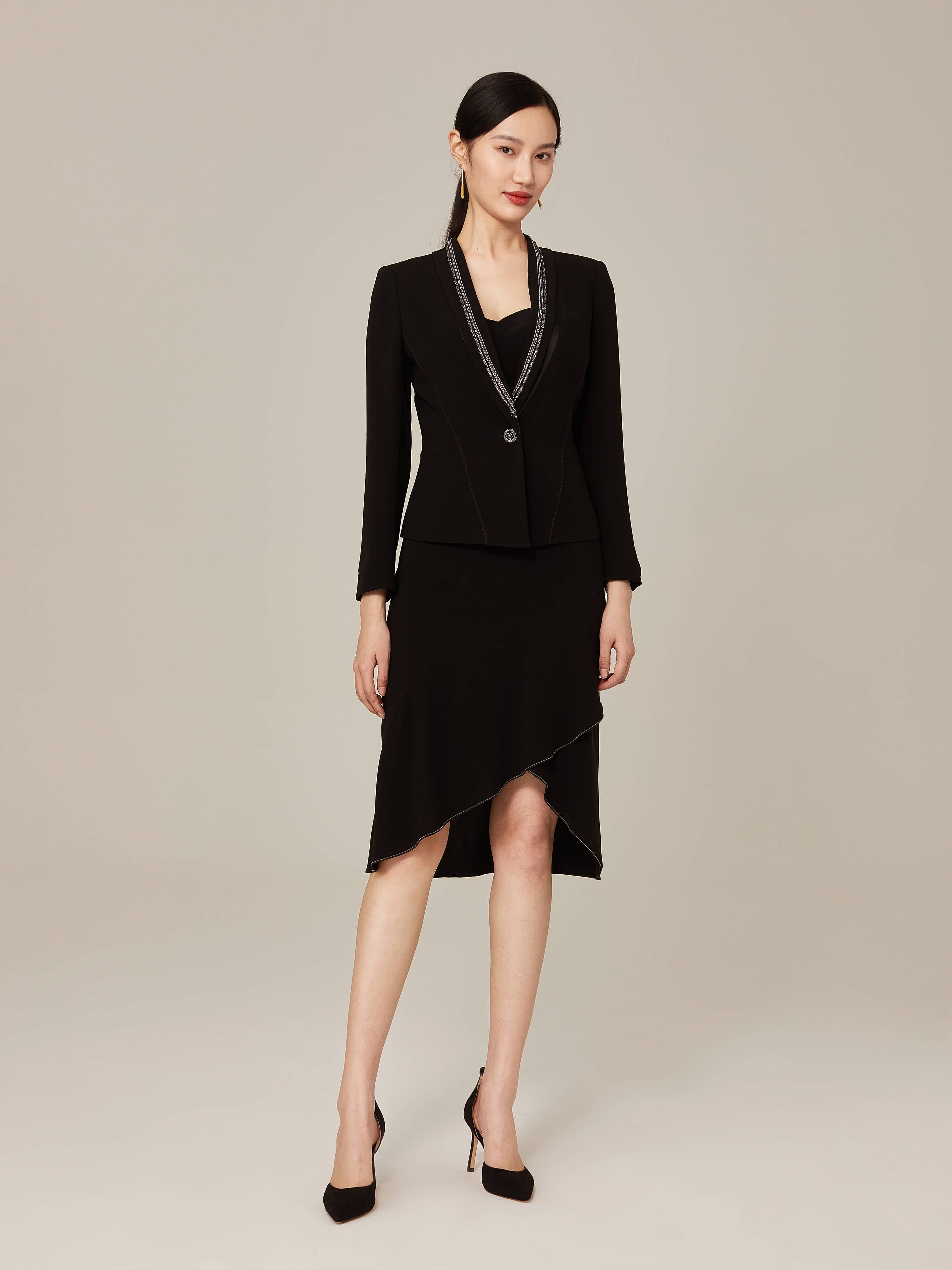 EP YAYING Black Midi Dress