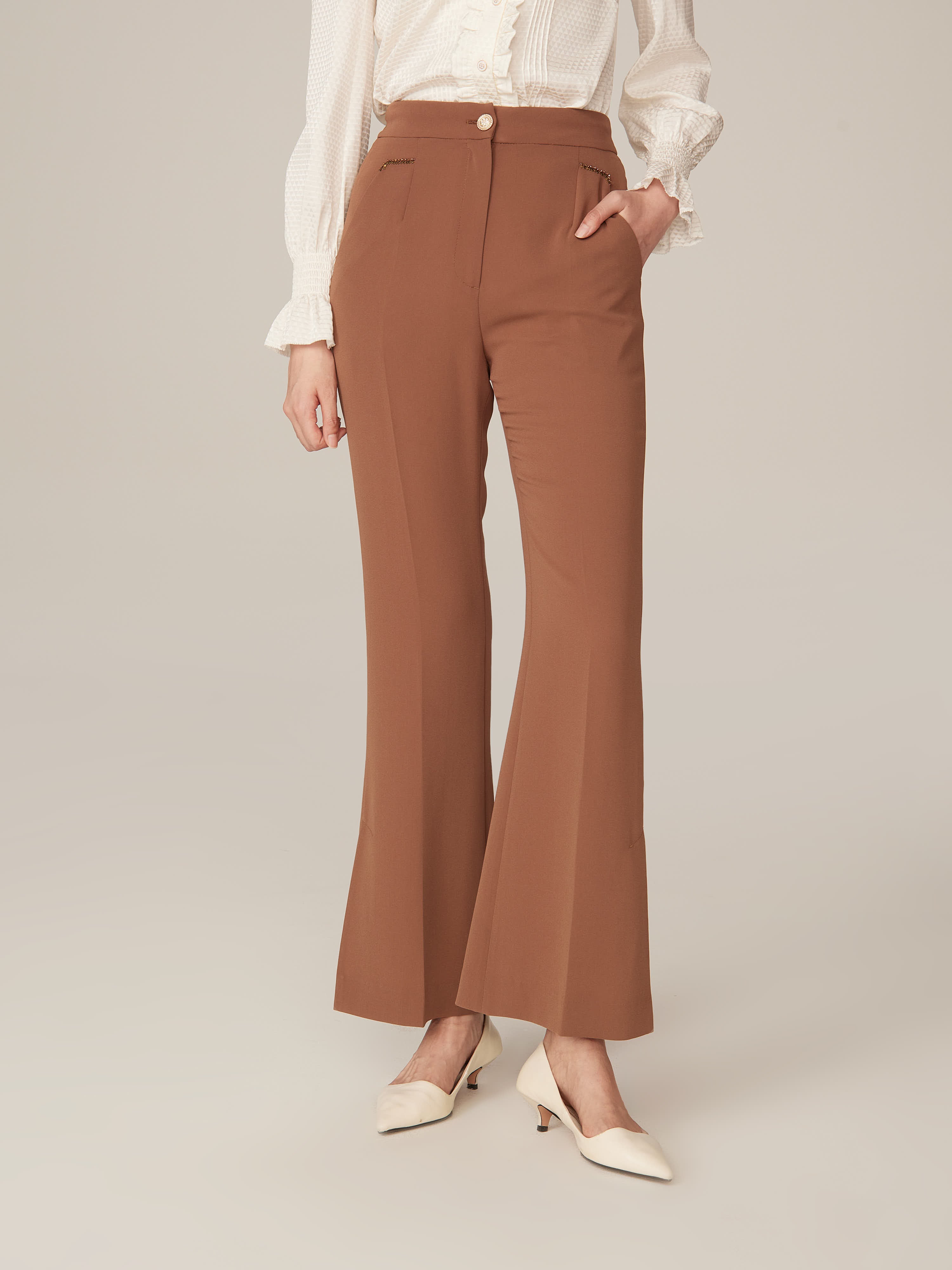 YAYING Triacetate Flare-Leg Pants