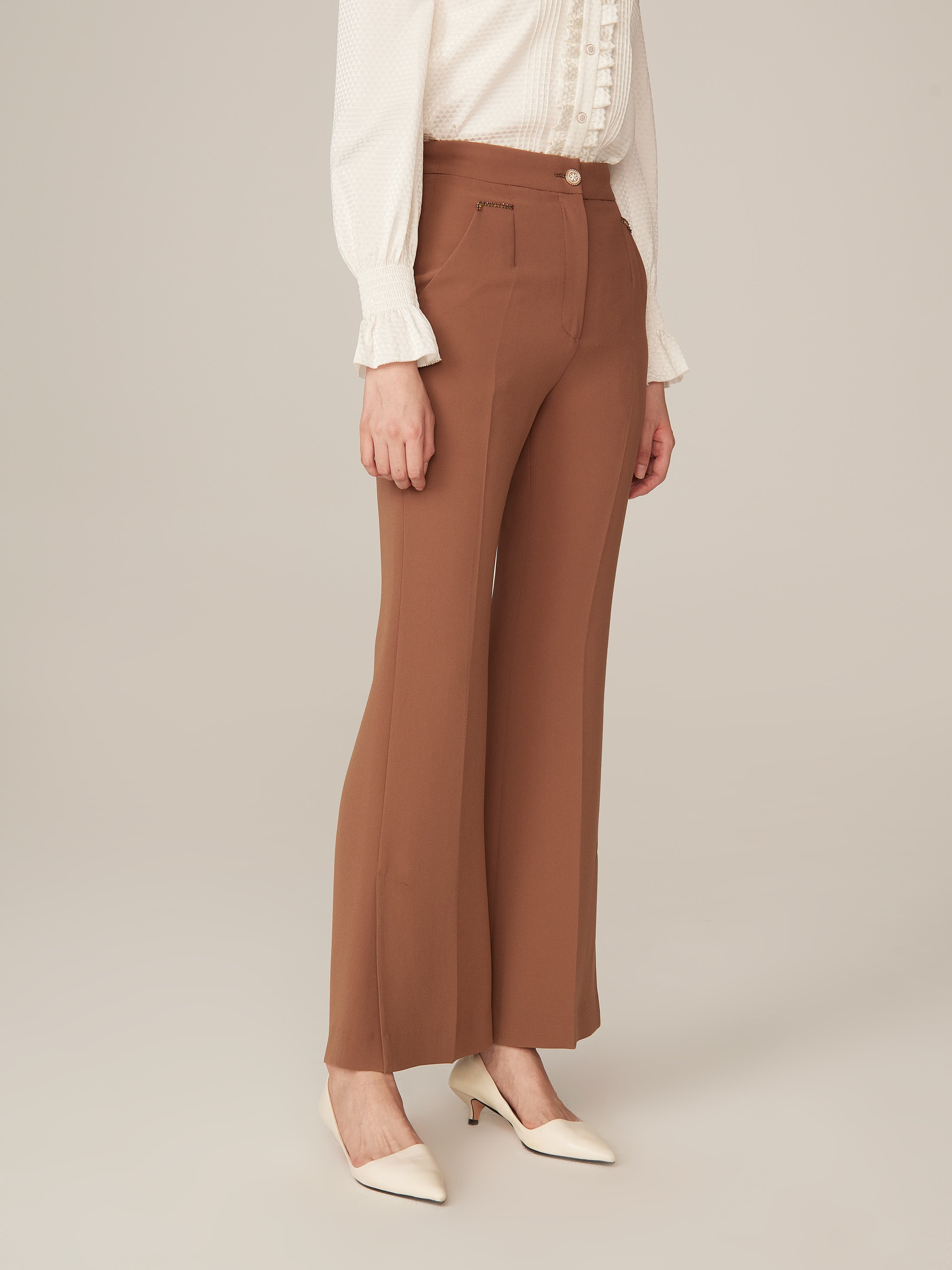 YAYING Triacetate Flare-Leg Pants
