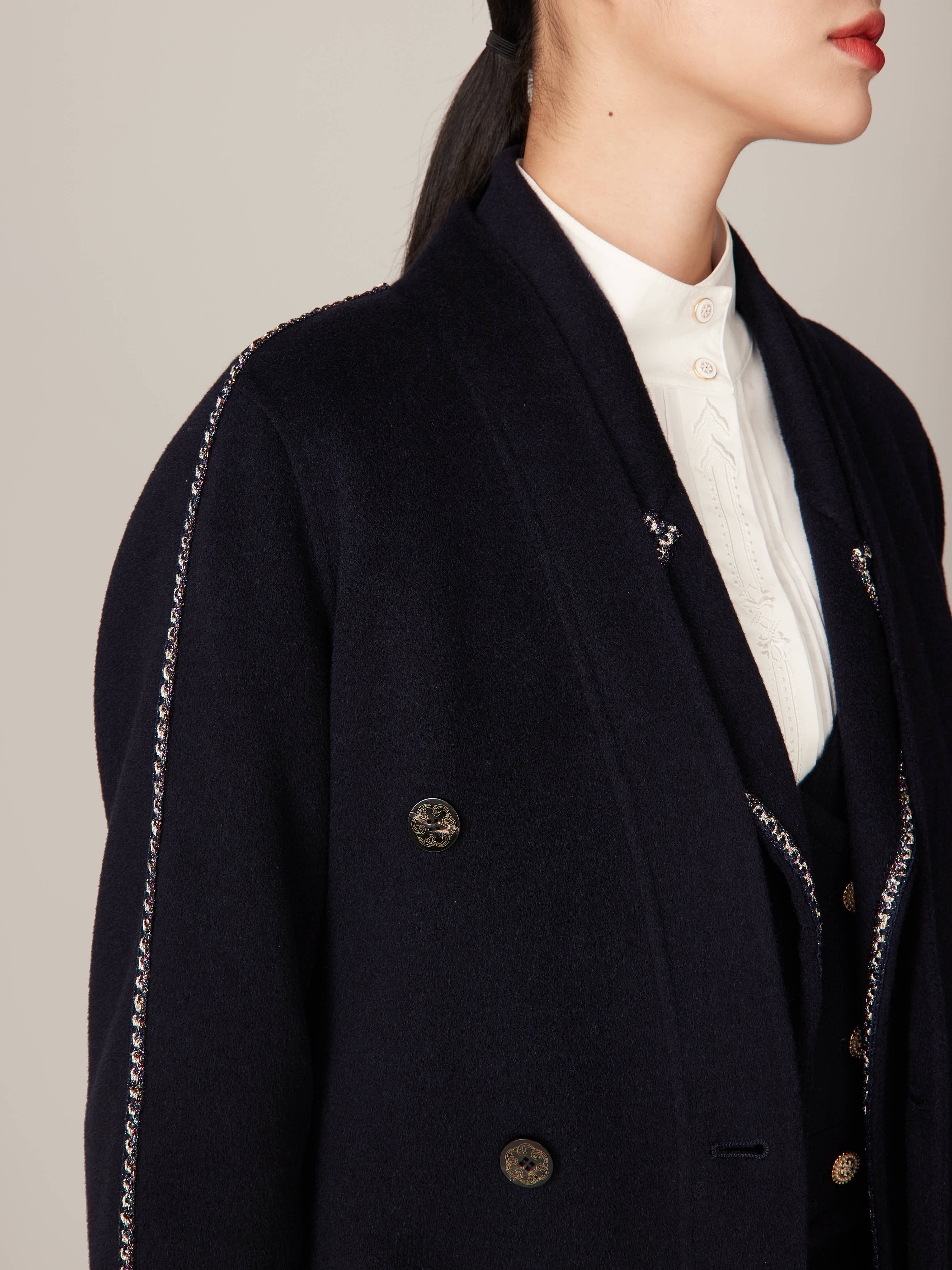 YAYING Navy Ngari Cashmere Coat