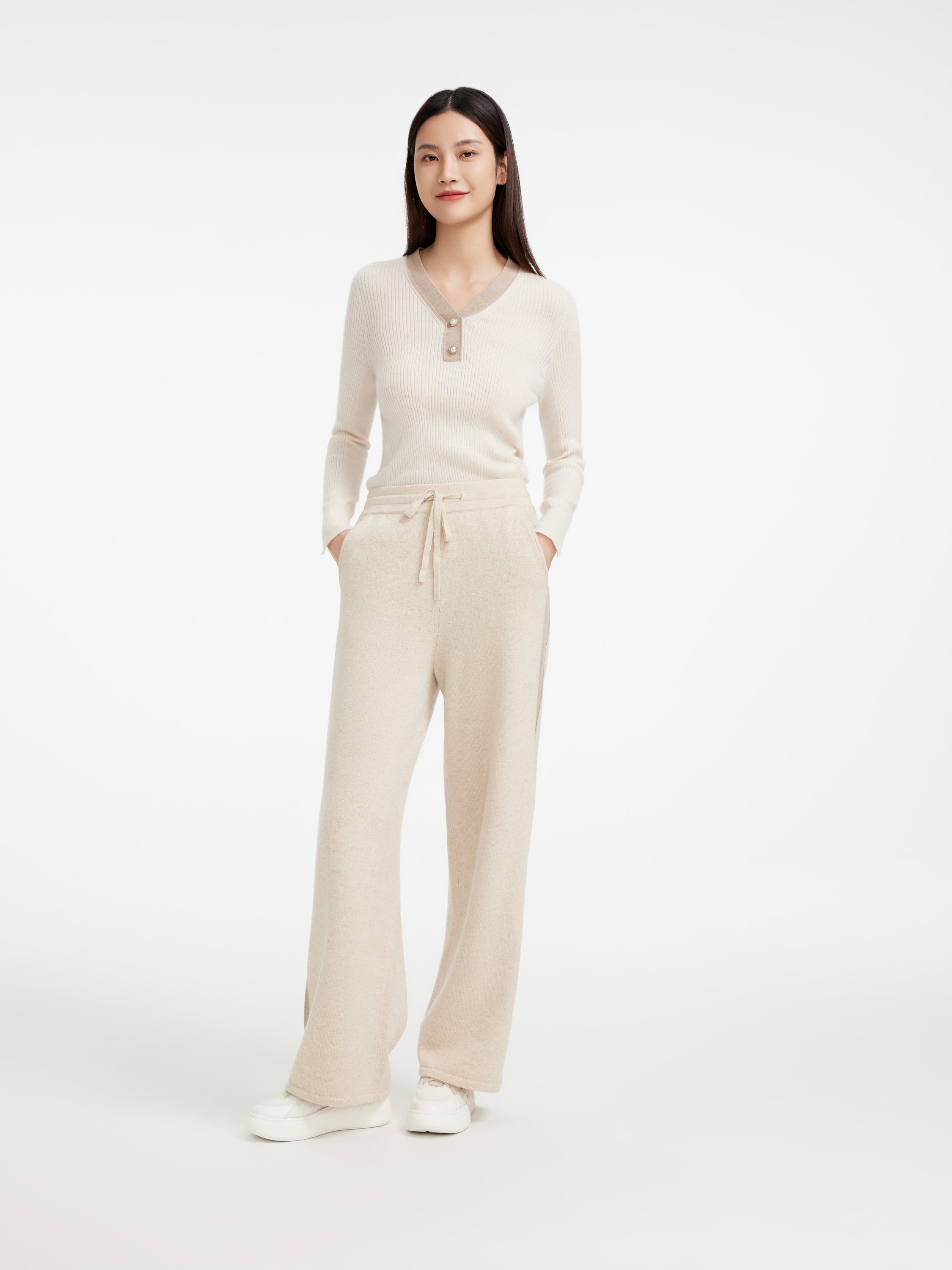 EP YAYING Non-dyeing Cashmere Knit Pants