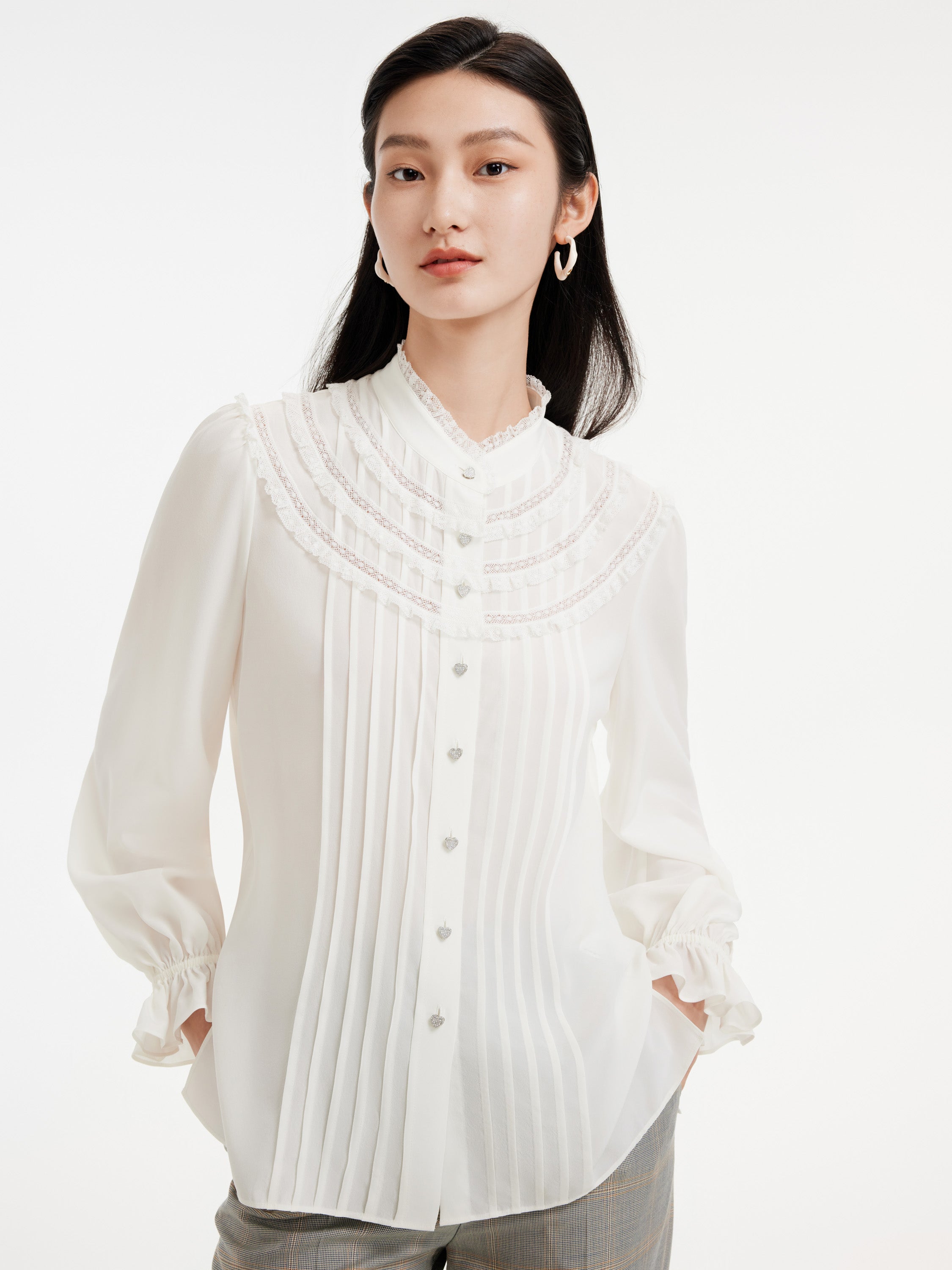 EP YAYING Silk White Shirt