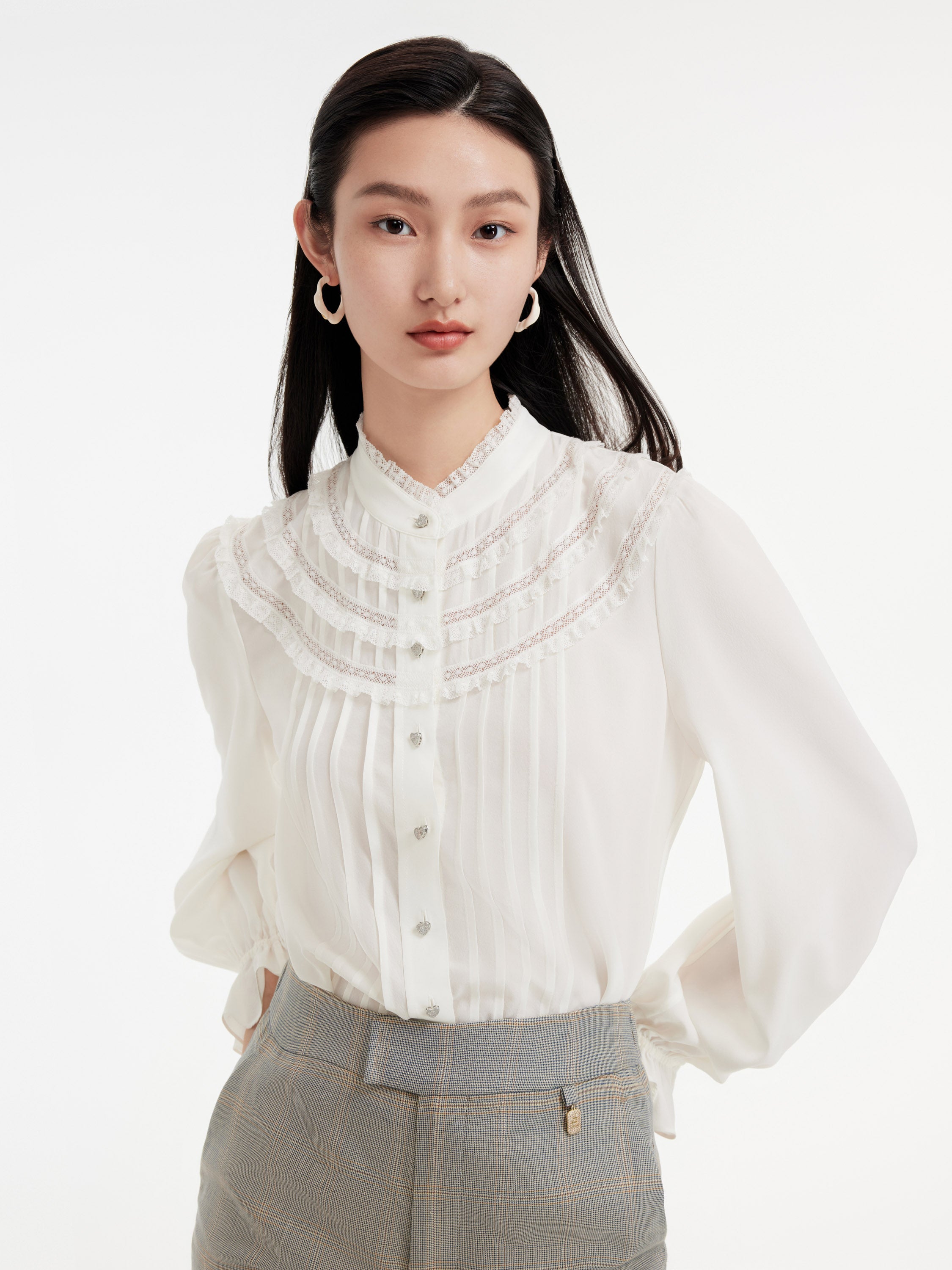 EP YAYING Silk White Shirt