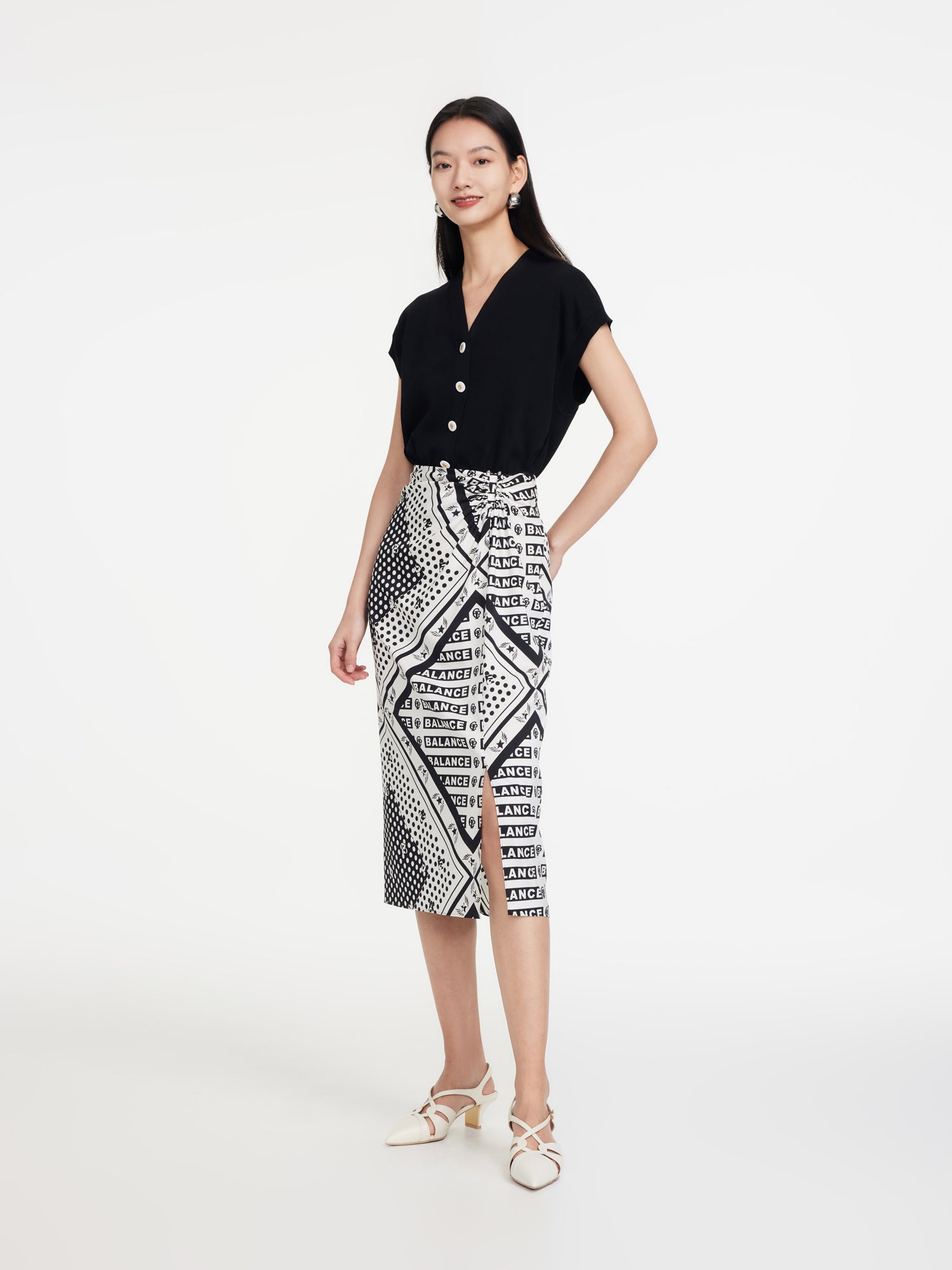 EP YAYING Signature Logo Print Skirt