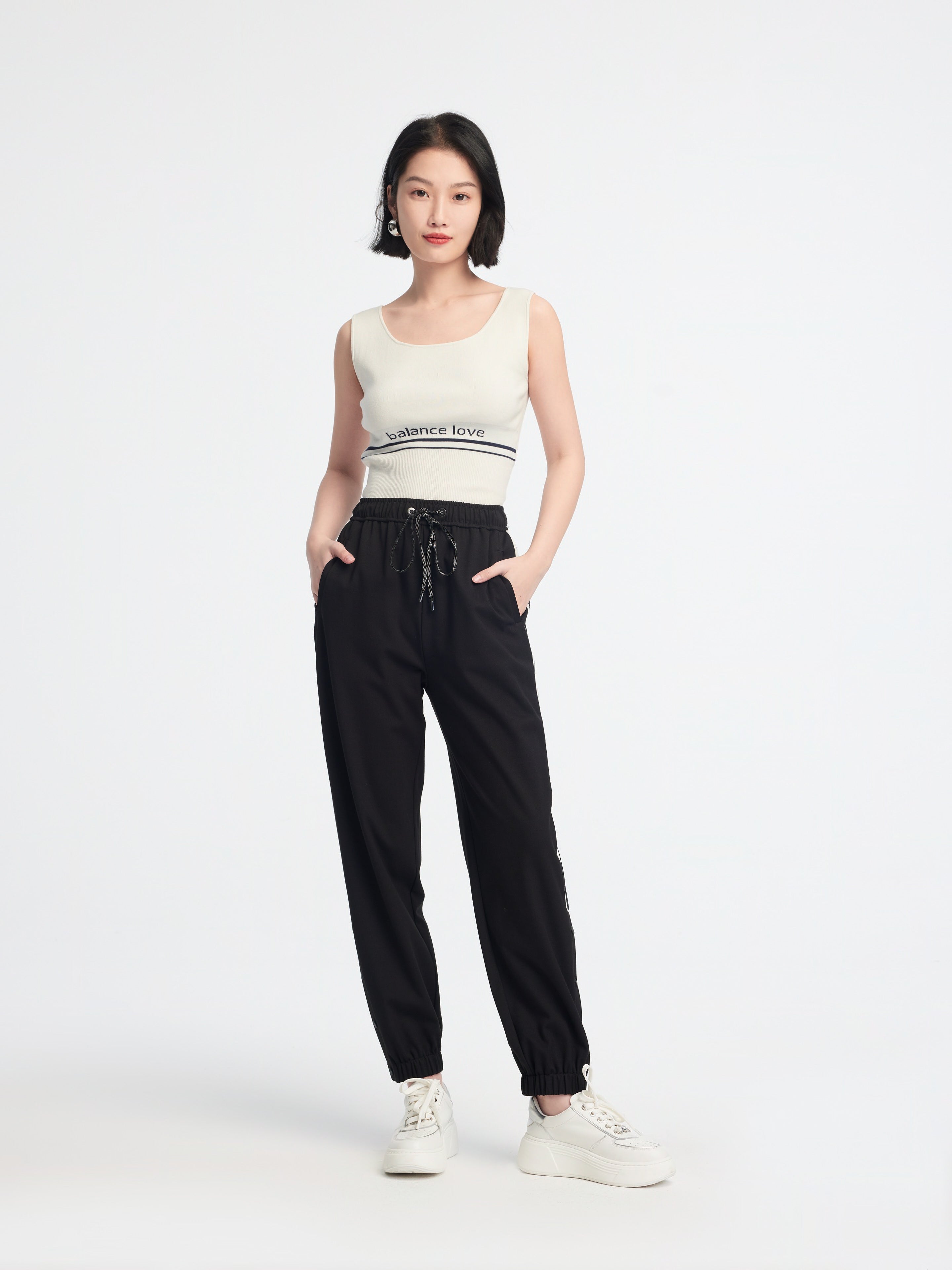 EP YAYING high-waisted tapered pants
