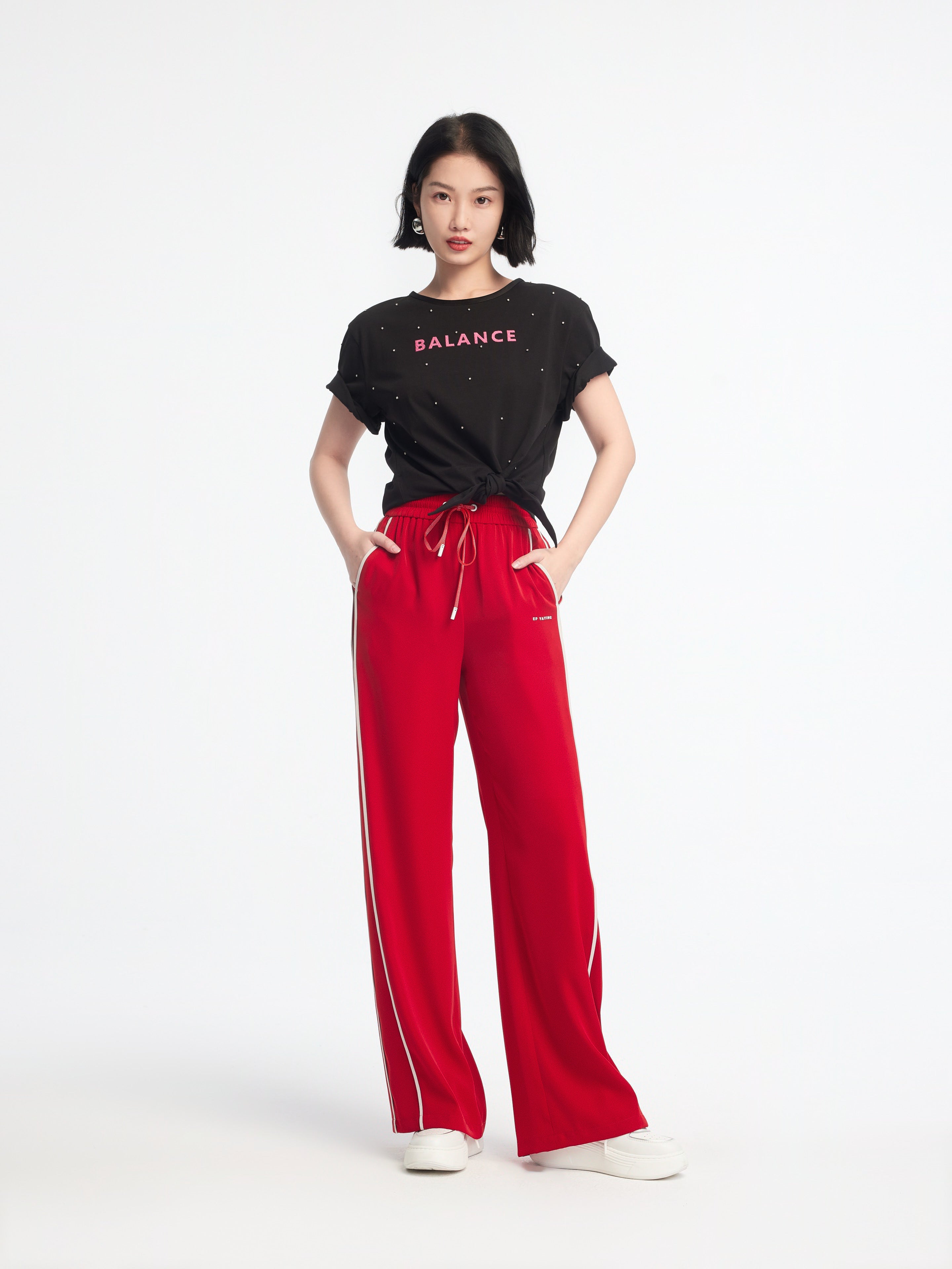 EP YAYING High-Waisted Wide-Leg Pants