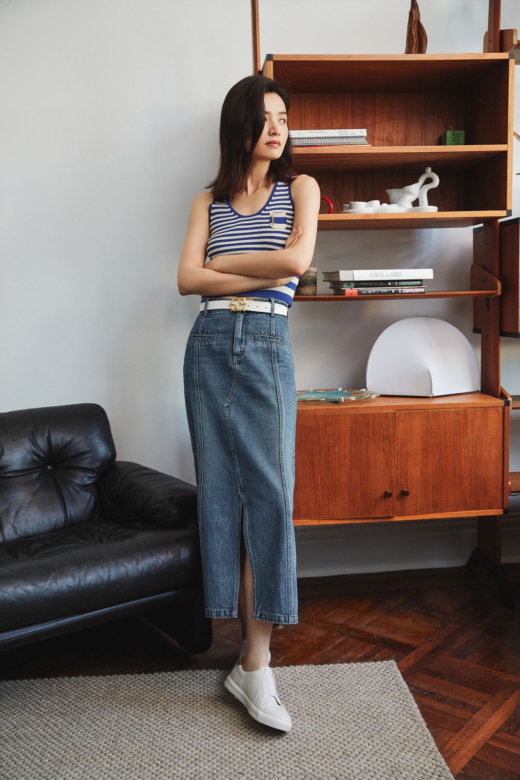 EP YAYING Split Cotton Midi Skirt EGIADJ301A