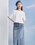 EP YAYING Split Cotton Midi Skirt EGIADJ301A