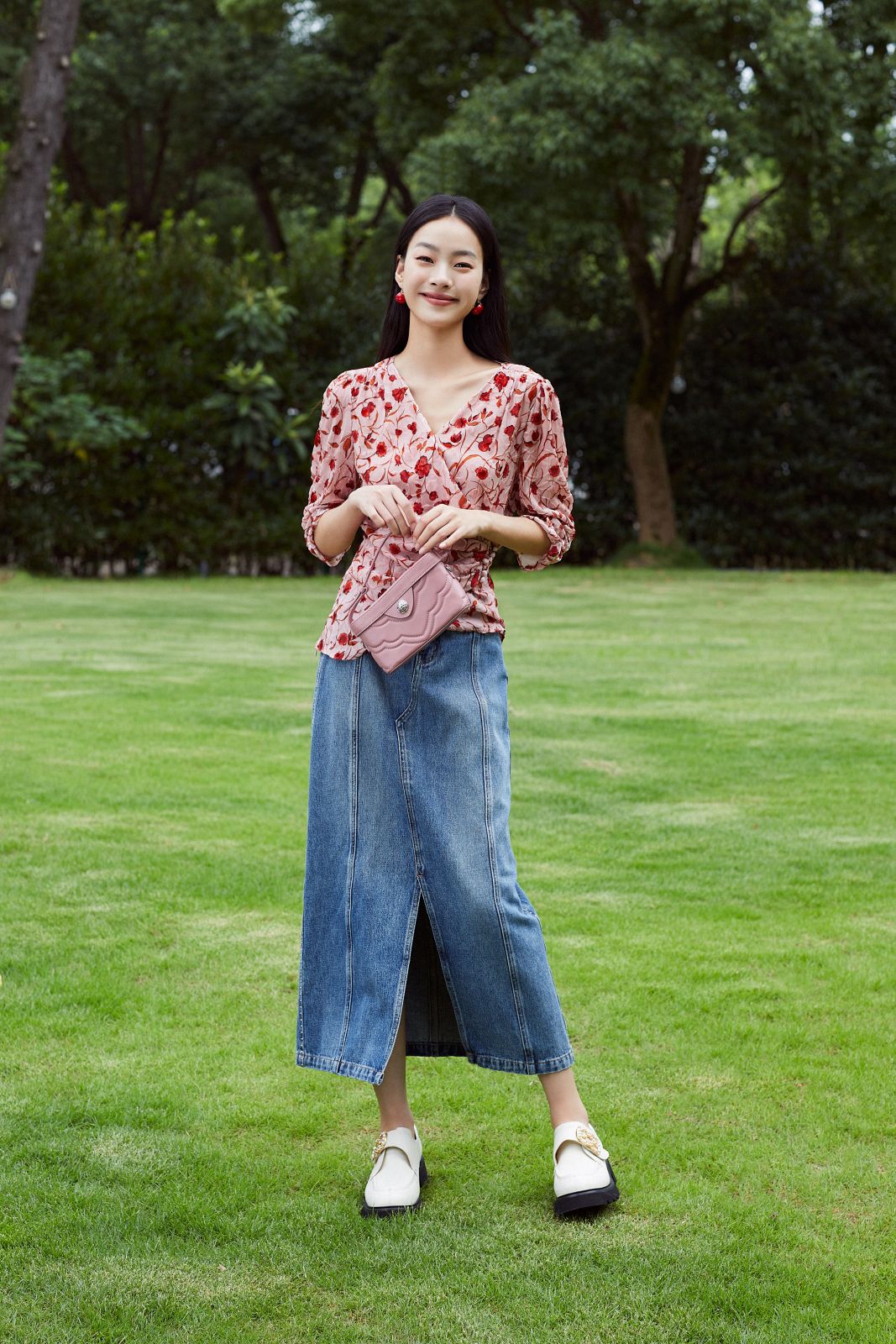 EP YAYING Split Cotton Midi Skirt EGIADJ301A