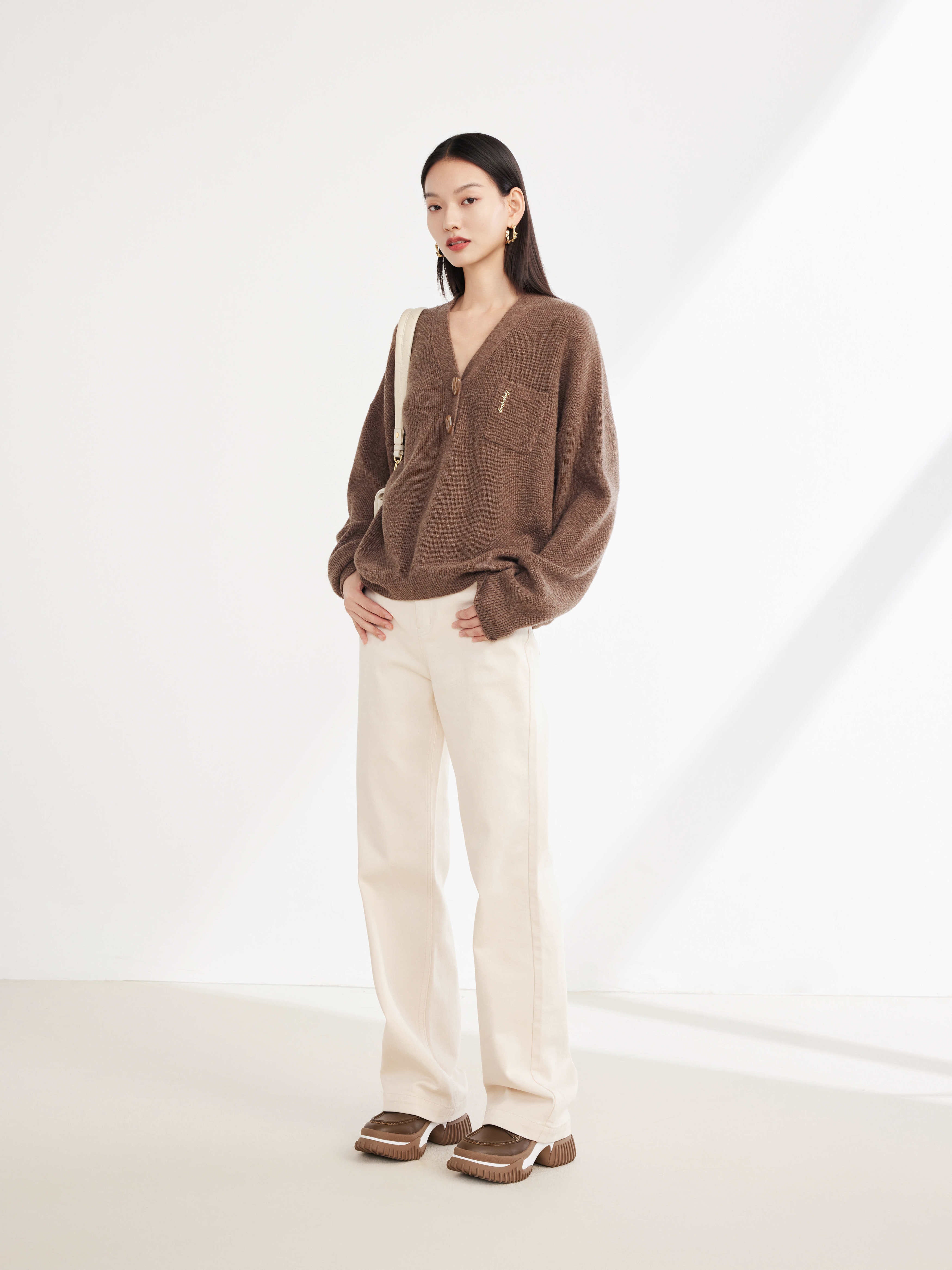 EP YAYING Yak Wool Oversized Knit Sweater