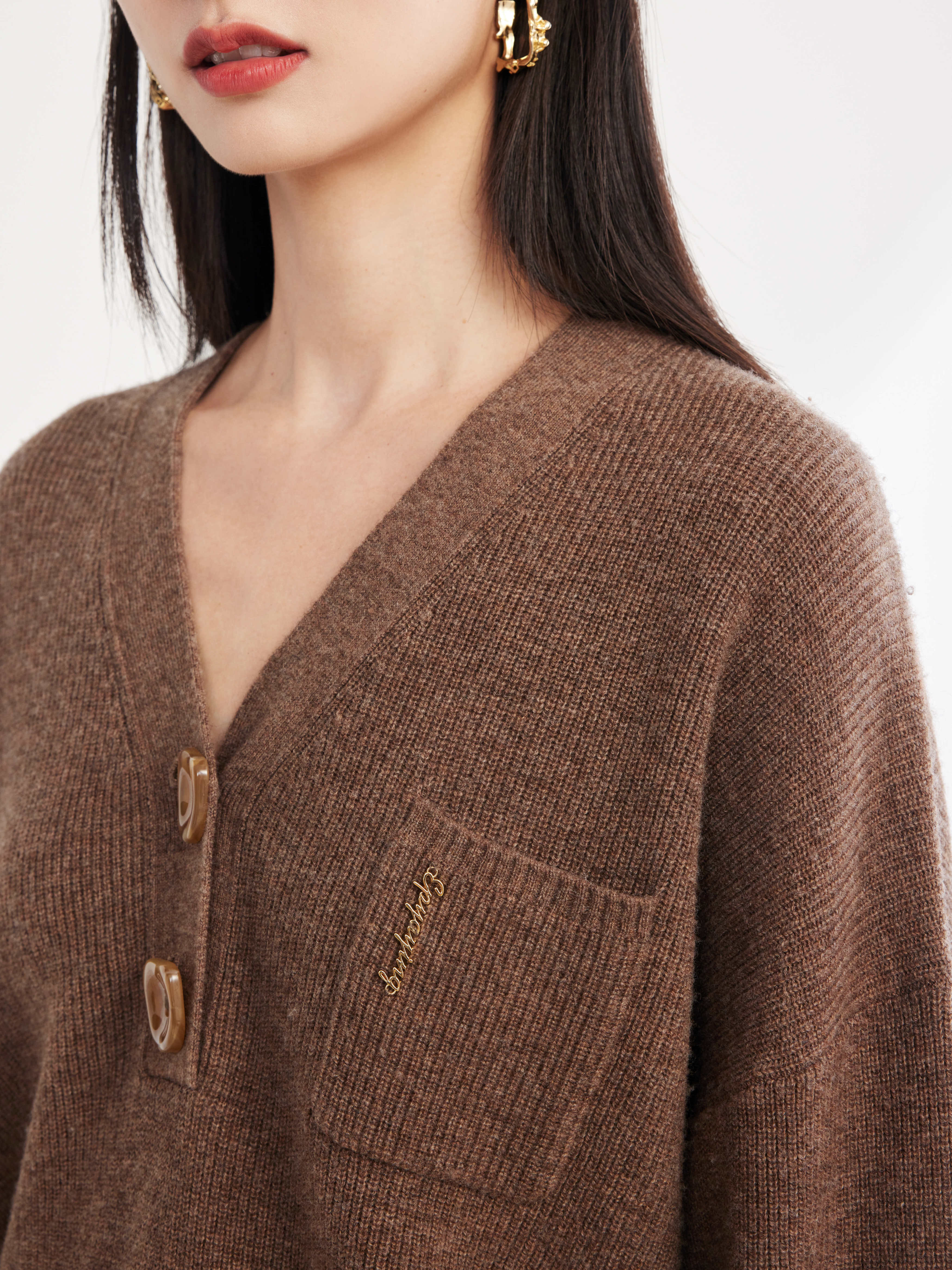 EP YAYING Yak Wool Oversized Knit Sweater